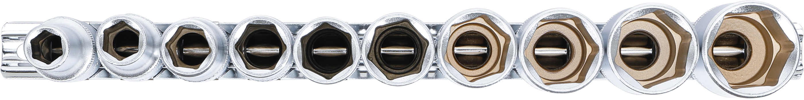 BGS Steckschlüssel-Einsatz-Satz Sechskant, tief | Antrieb Innenvierkant 12,5 mm (1/2") | Zollgrößen | 10-tlg.