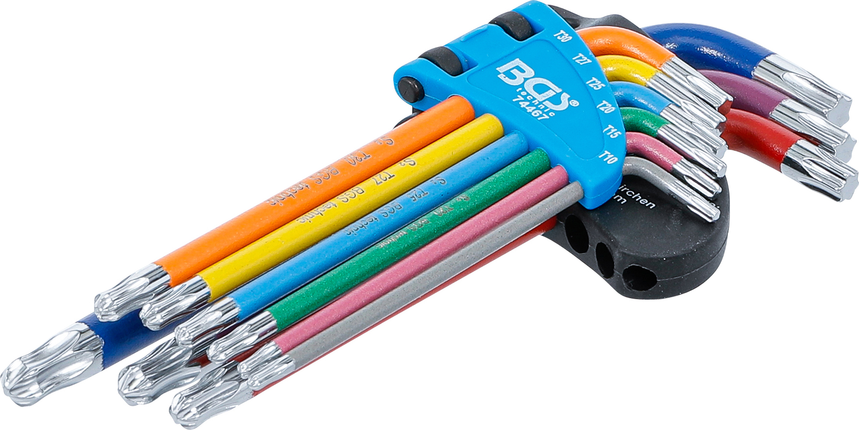BGS Winkelschlüssel-Satz | Multicolour | T-Profil (für Torx) mit Kugelkopf T10 - T50 | 9-tlg.