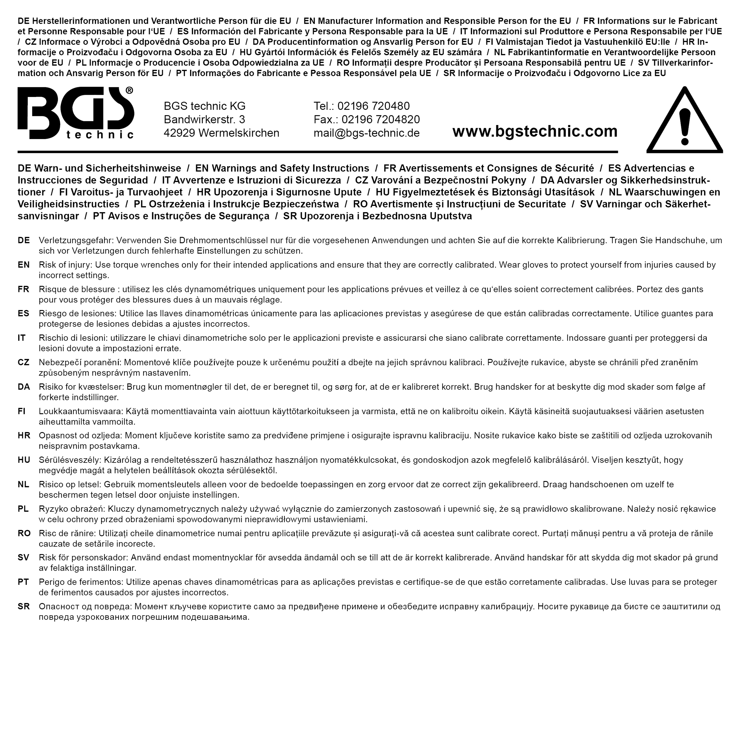 BGS Drehmomentschlüssel | Abtrieb Außenvierkant 12,5 mm (1/2") | 60 - 330 Nm