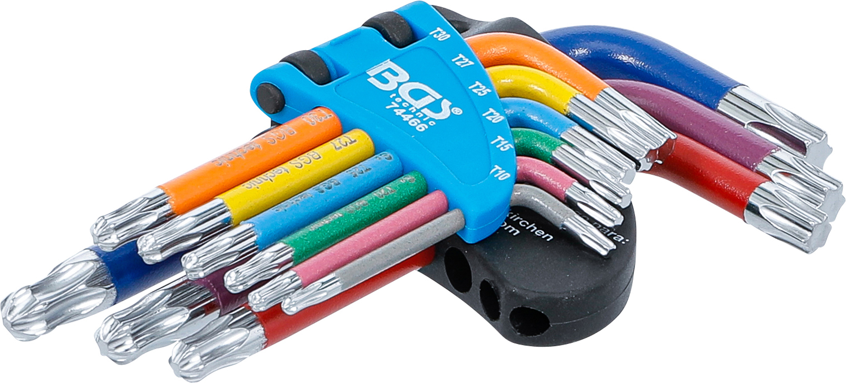BGS Winkelschlüssel-Satz | Multicolour | kurz | T-Profil (für Torx) mit Kugelkopf T10 - T50 | 9-tlg.