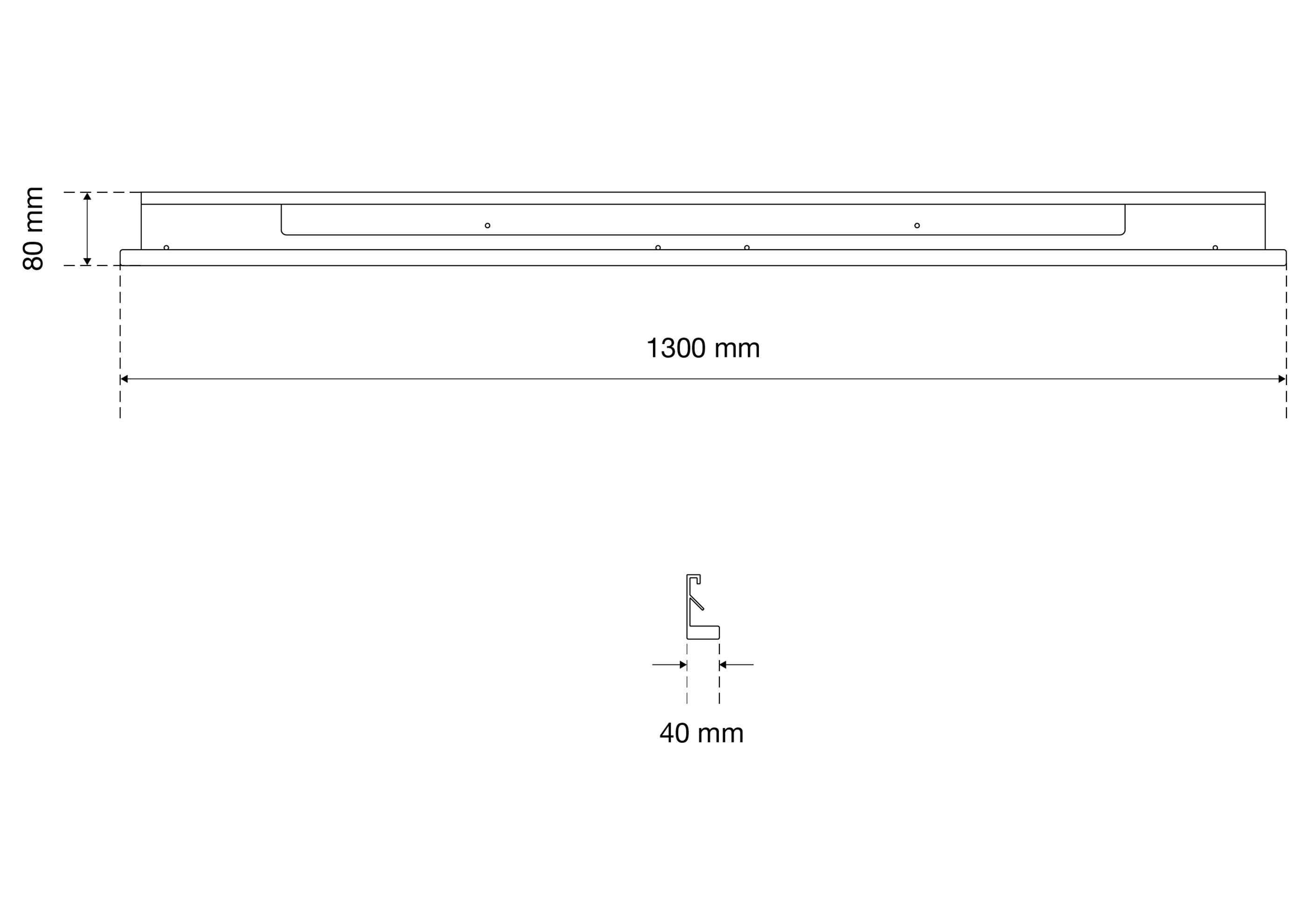 BGS Beleuchtungsabdeckung | für LED-Elemente | 1300 mm