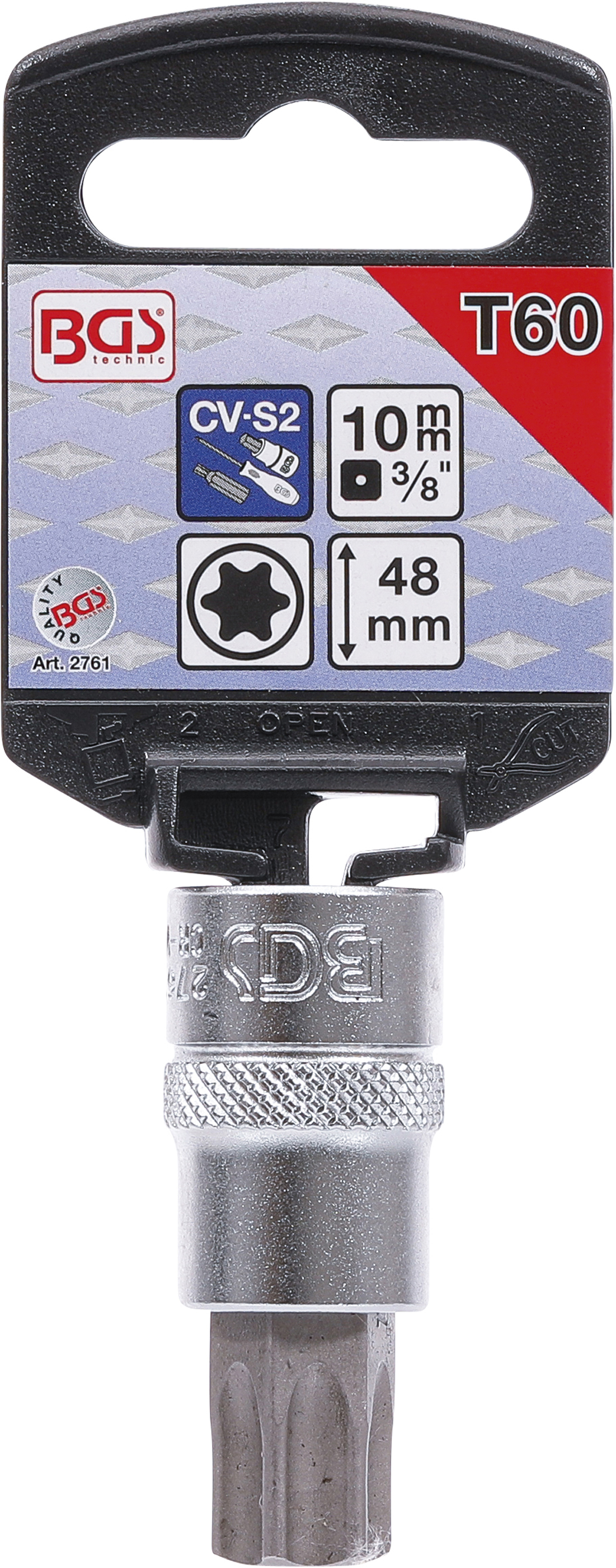 BGS Bit-Einsatz | Antrieb Innenvierkant 10 mm (3/8") | T-Profil (für Torx) T60