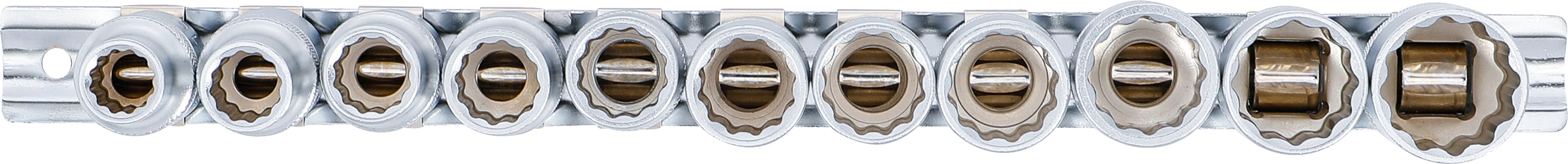 BGS Steckschlüssel-Einsatz-Satz, Zwölfkant | Antrieb Innenvierkant 12,5 mm (1/2") | SW 10 - 21 mm | 11-tlg.