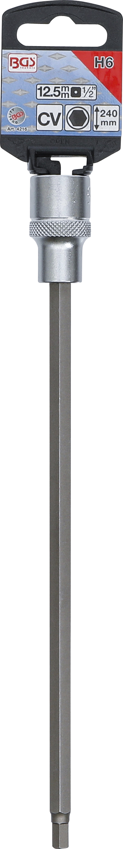BGS Bit-Einsatz | Länge 240 mm | Antrieb Innenvierkant 12,5 mm (1/2") | Innensechskant 6 mm