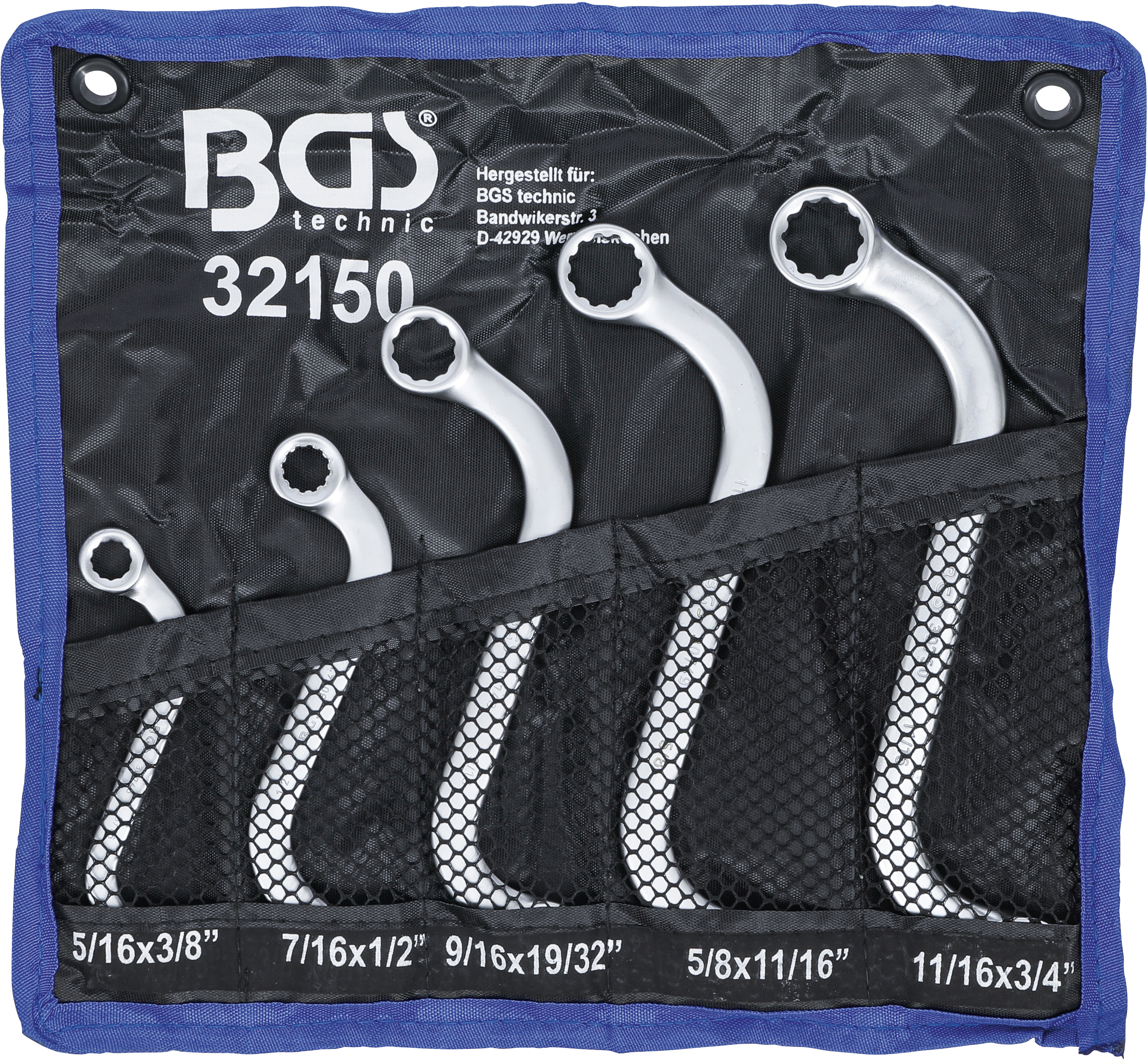 BGS S-Form Doppel-Ringschlüssel-Satz | Zollgrößen | SW 3/8" - 3/4" | 5-tlg.