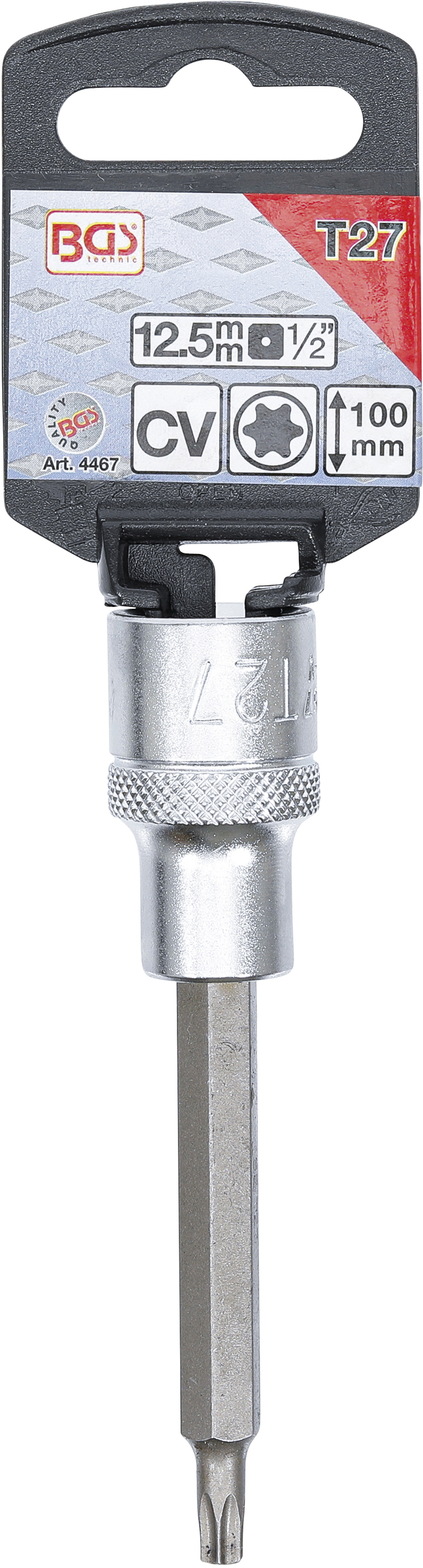 BGS Bit-Einsatz | Länge 100 mm | Antrieb Innenvierkant 12,5 mm (1/2") | T-Profil (für Torx) T27