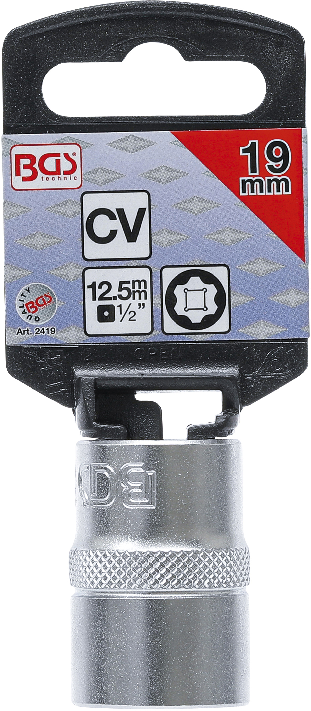 BGS Steckschlüssel-Einsatz Super Lock | Antrieb Innenvierkant 12,5 mm (1/2") | SW 19 mm