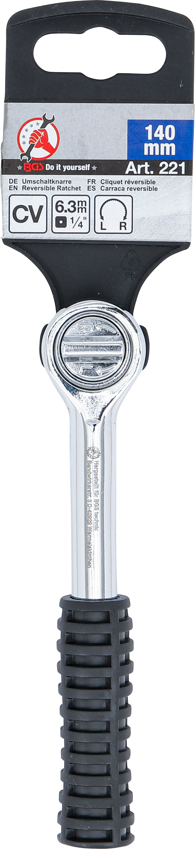 BGS Umschaltknarre | Abtrieb Außenvierkant 6,3 mm (1/4")