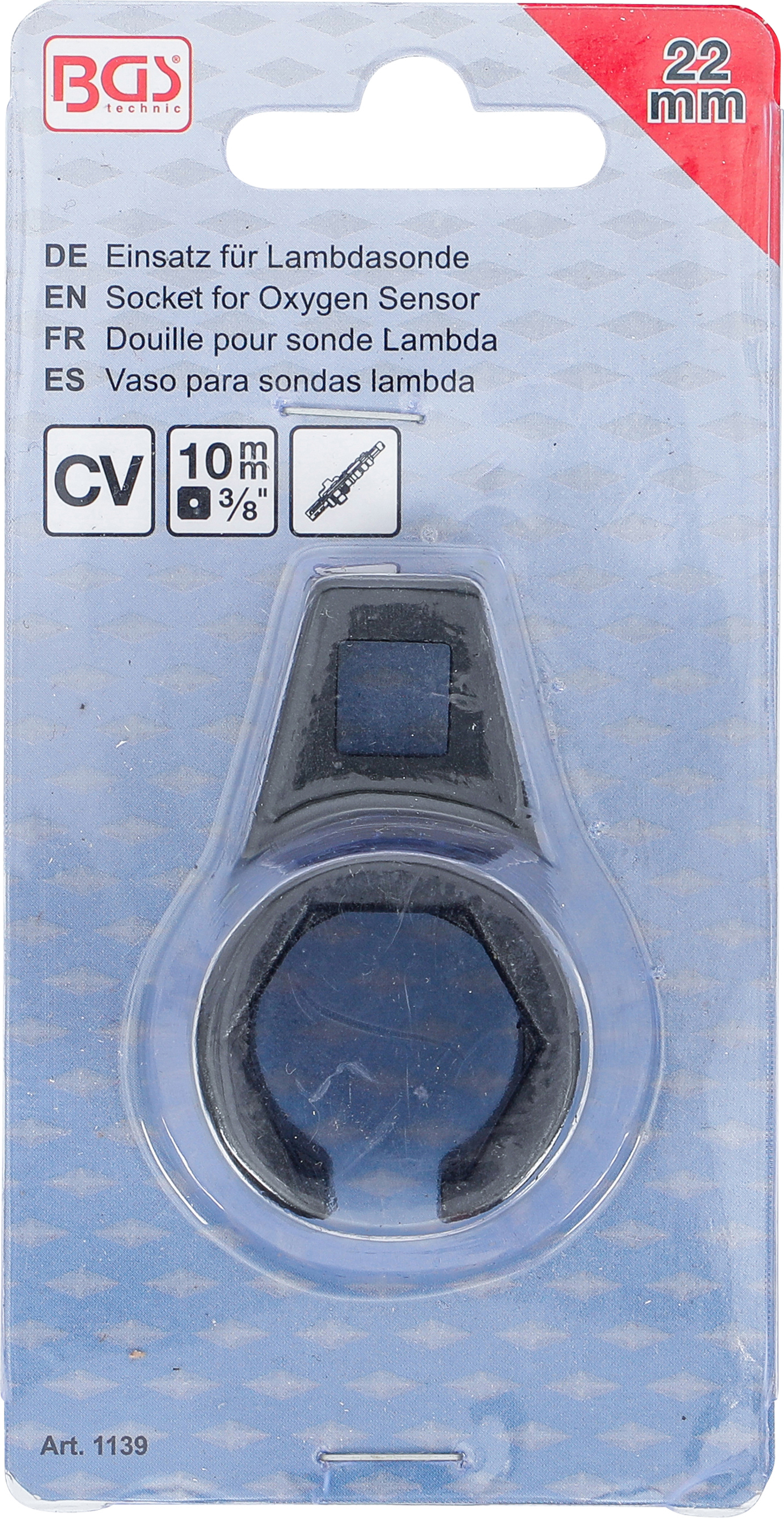 BGS Einsatz für Lambdasonde | Antrieb Innenvierkant 10 mm (3/8") | SW 22 mm