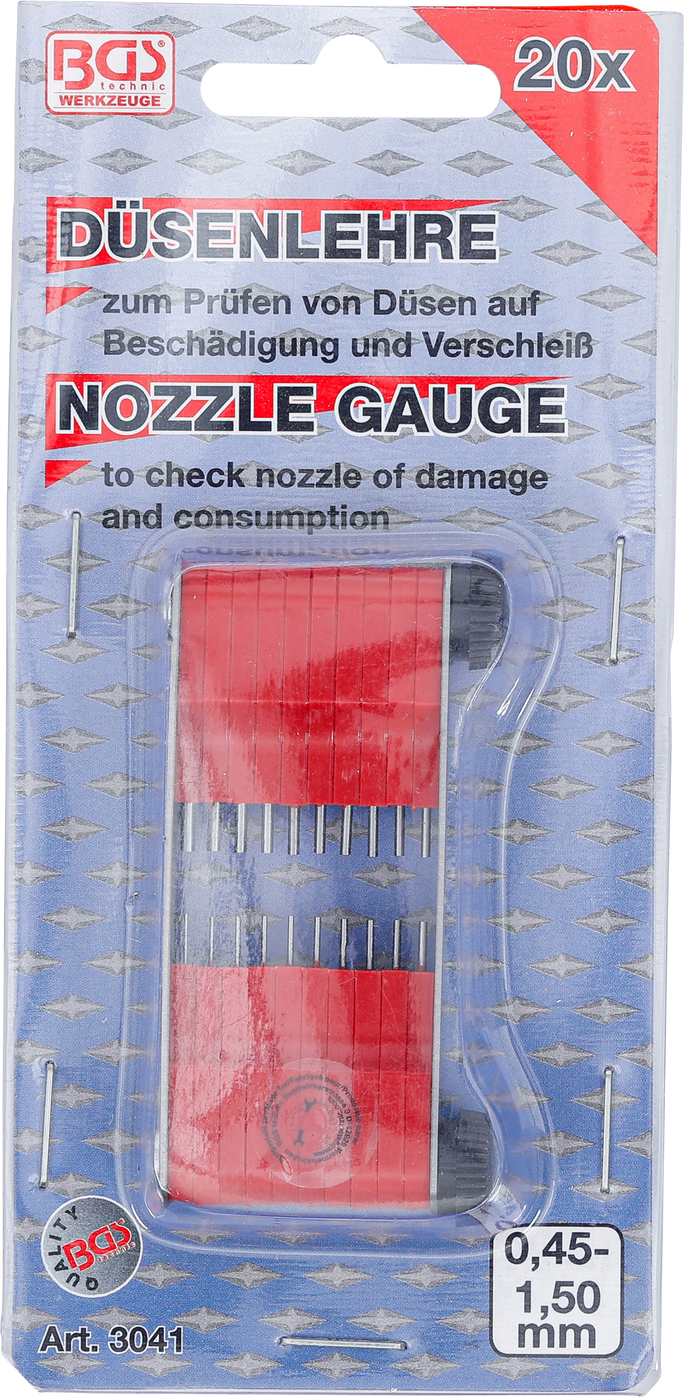 BGS Düsenlehre | 0,45 - 1,50 mm | 20-tlg.