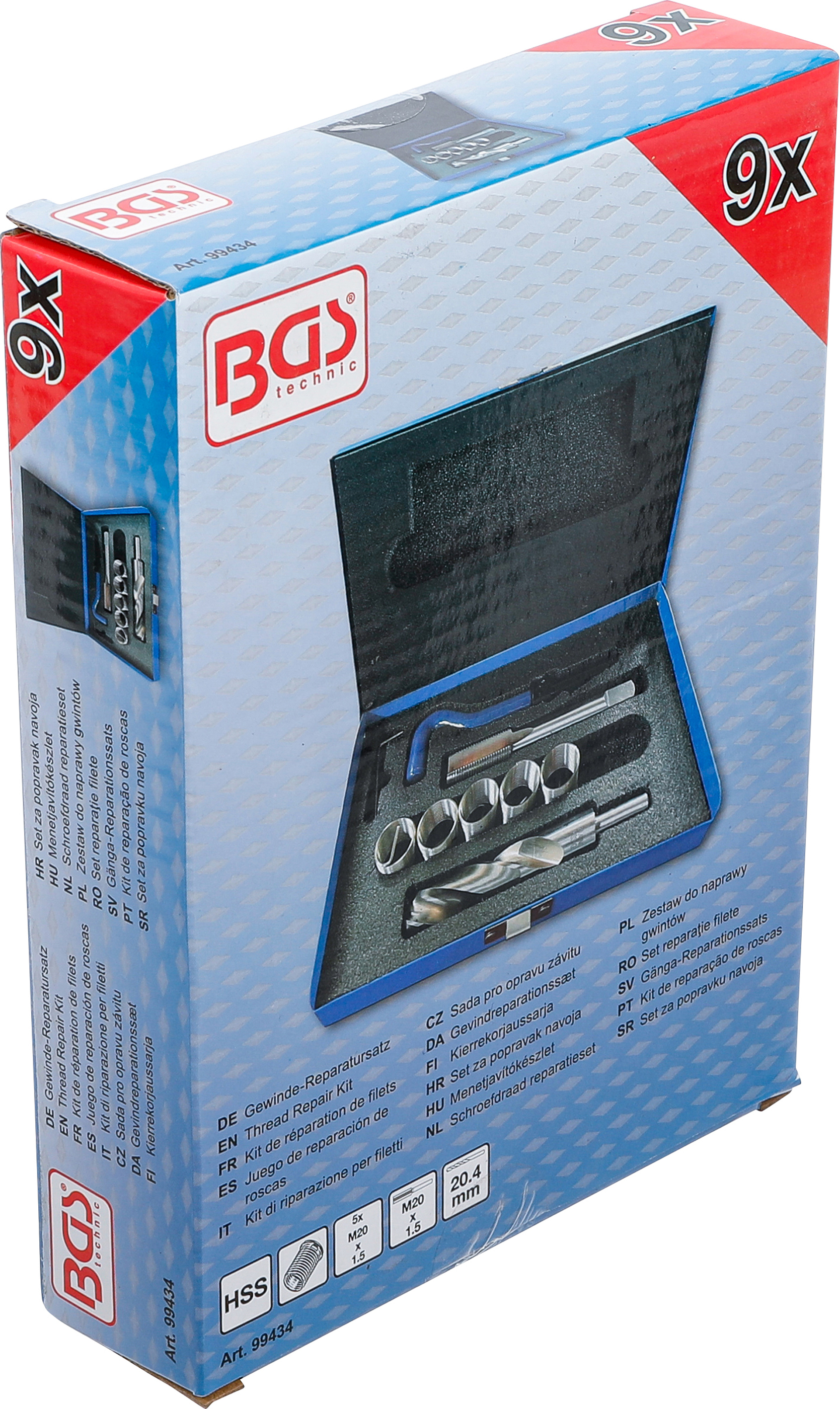 BGS Gewinde-Reparatursatz | M20 x 1,5 | 9-tlg.