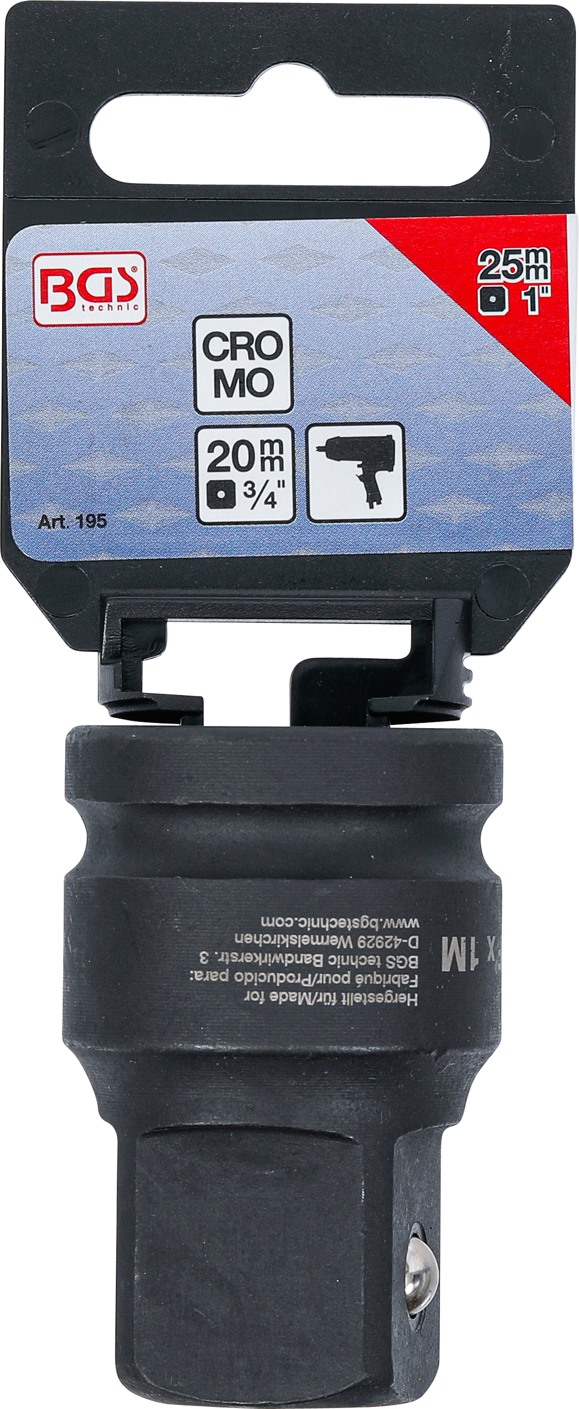 BGS Kraft-Steckschlüssel-Adapter | Innenvierkant 20 mm (3/4") - Außenvierkant 25 mm (1")