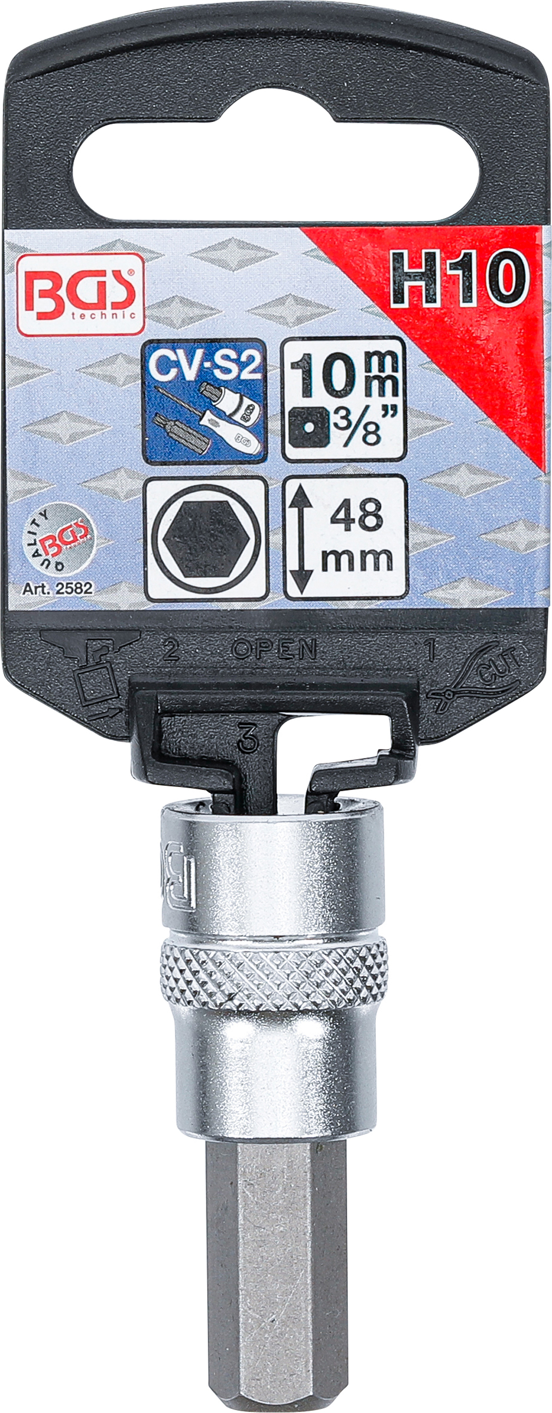 BGS Bit-Einsatz | Antrieb Innenvierkant 10 mm (3/8") | Innensechskant 10 mm