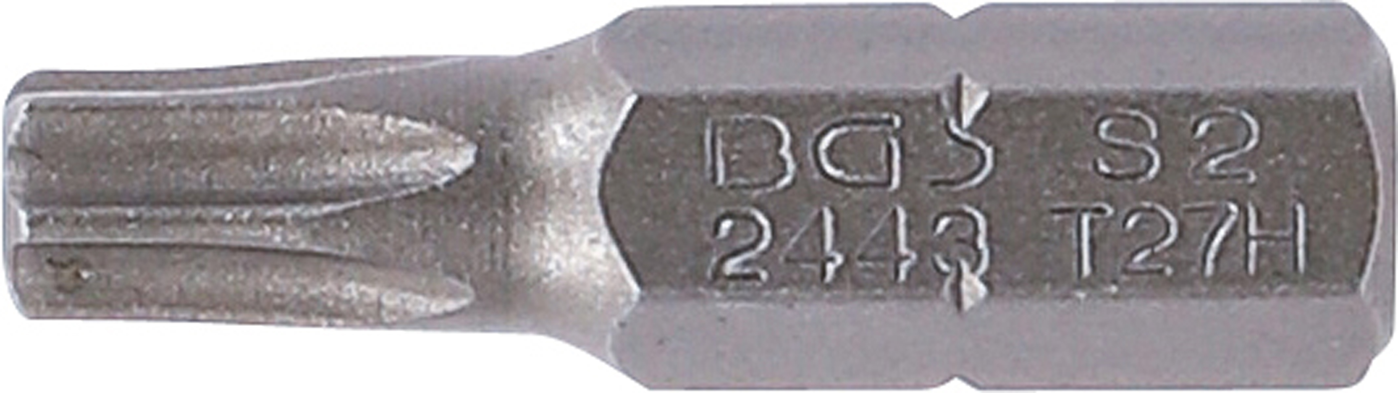 BGS Bit | Länge 25 mm | Antrieb Außensechskant 6,3 mm (1/4") | T-Profil (für Torx) mit Bohrung T27