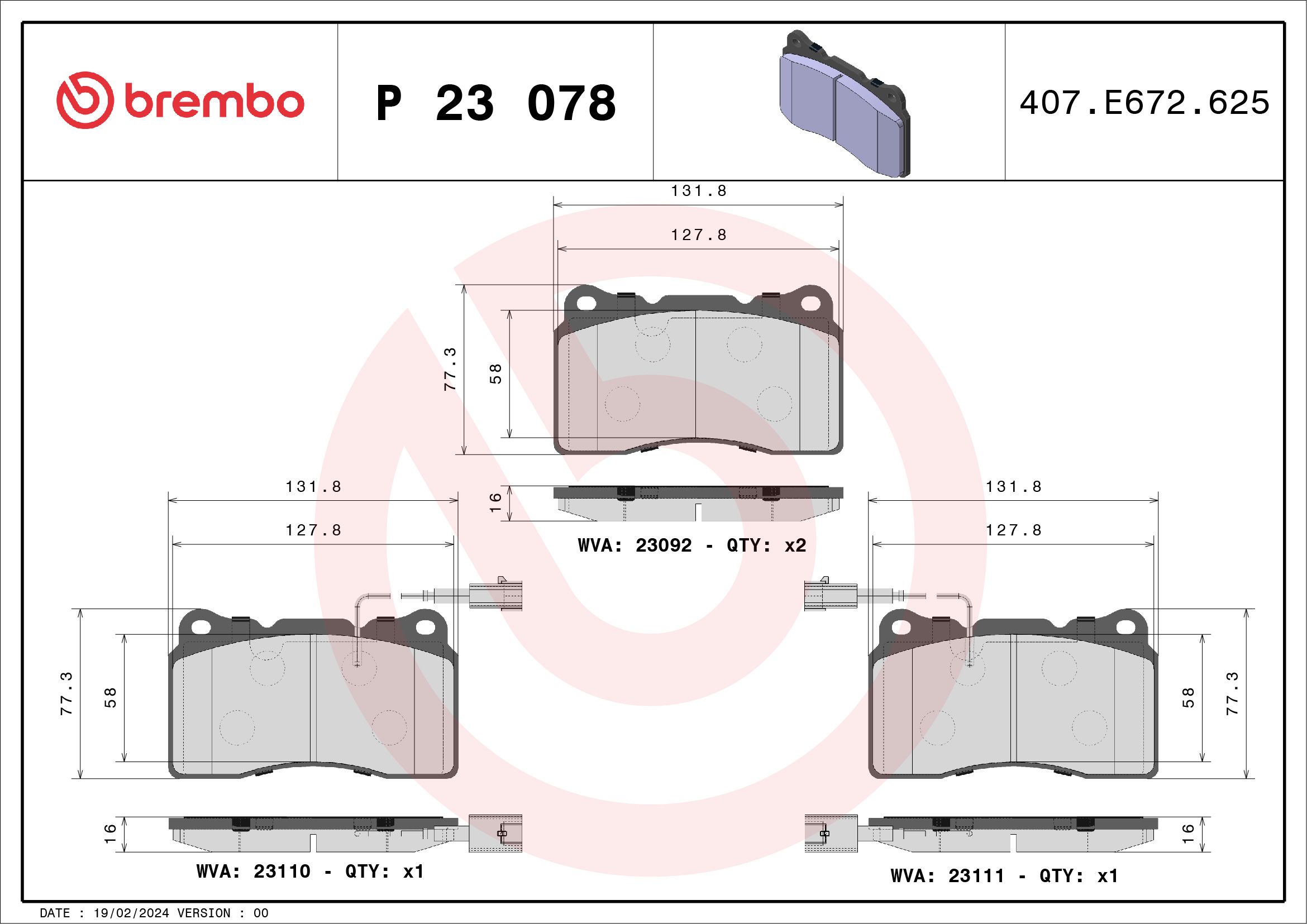 Bremsbelagsatz vorne , passt zu: VOLVO S60 I, V70 II; ALFA ROMEO 156, 159, 166, BRERA, GIULIETTA, SPIDER; LANCIA KAPPA; RENAULT MEGANE III; SUBARU IMPREZA; TESLA MODEL S 1.6D-Electric 10.94-