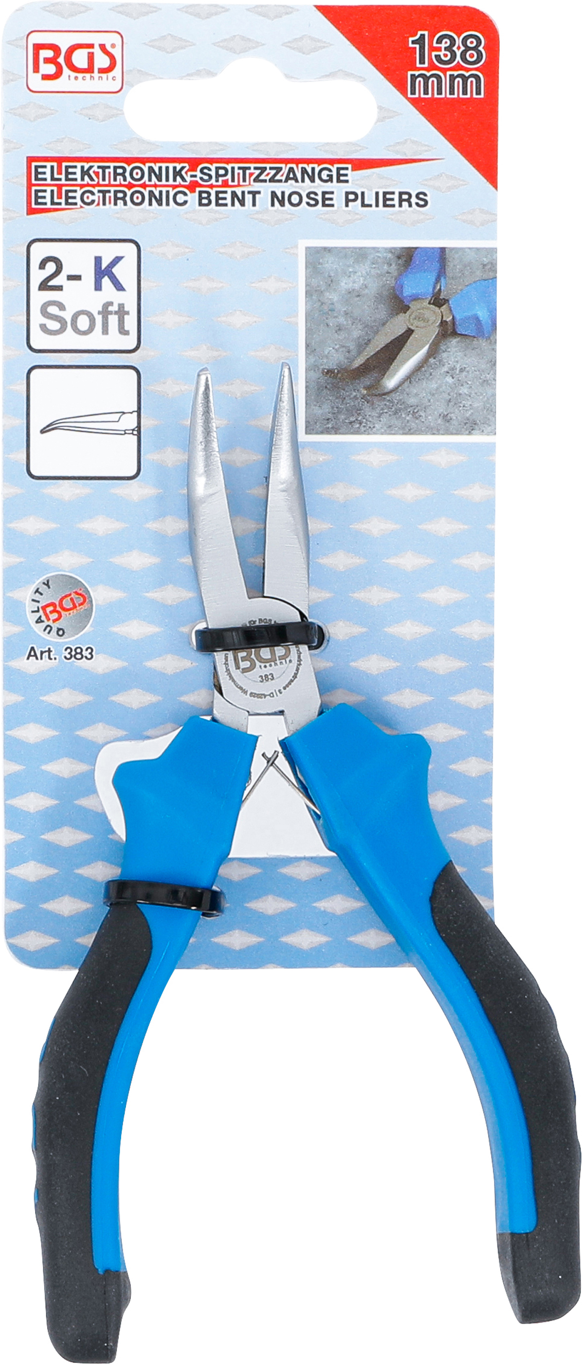 BGS Elektronik-Spitzzange | gebogen | mit Feder | 138 mm