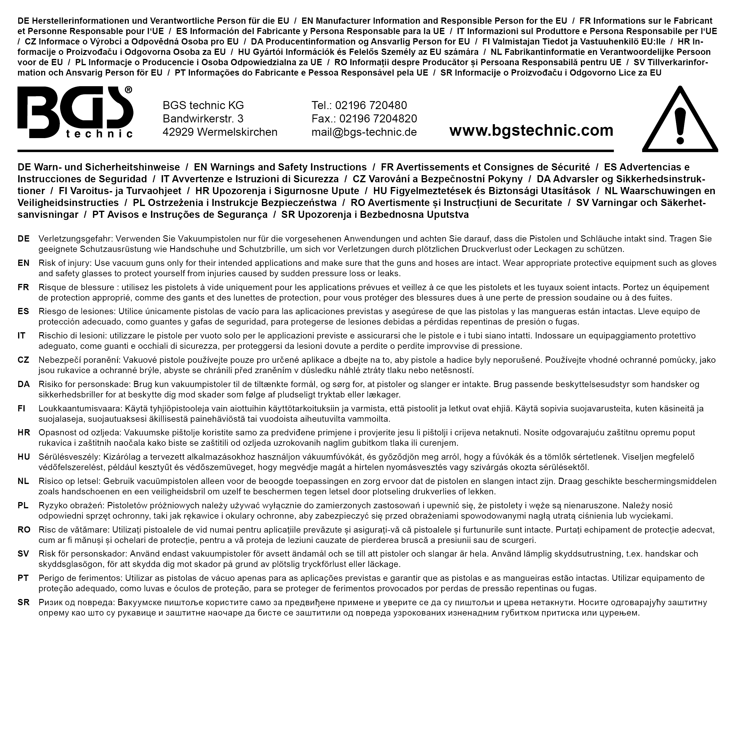 BGS Vakuumpistolen-Satz mit Saug- und Druckfunktion