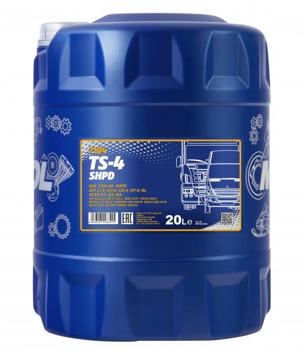 15W-40 Mannol 7104 TS-4 SHPD Extra Motoröl 20 Liter