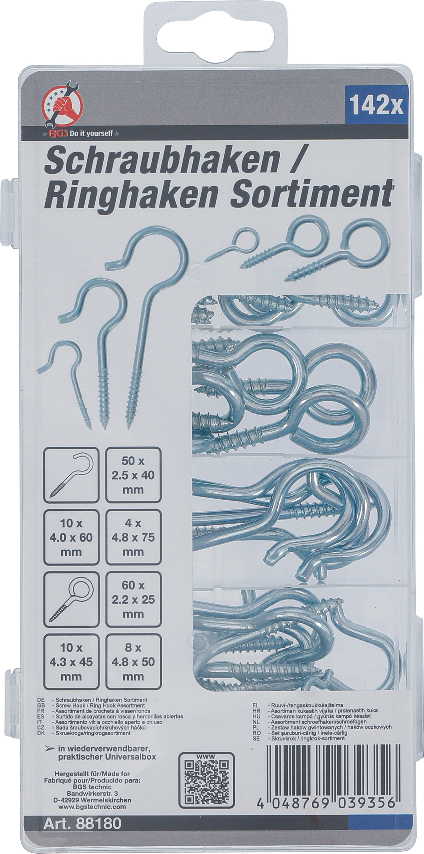 BGS Schraubhaken / Ringhaken Sortiment | 142-tlg.