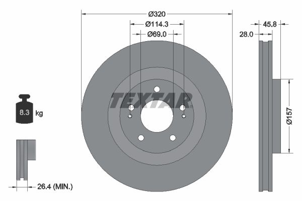 Bremsscheibe “TEXTAR innenbelüftet , 320 mm, 28 mm”
