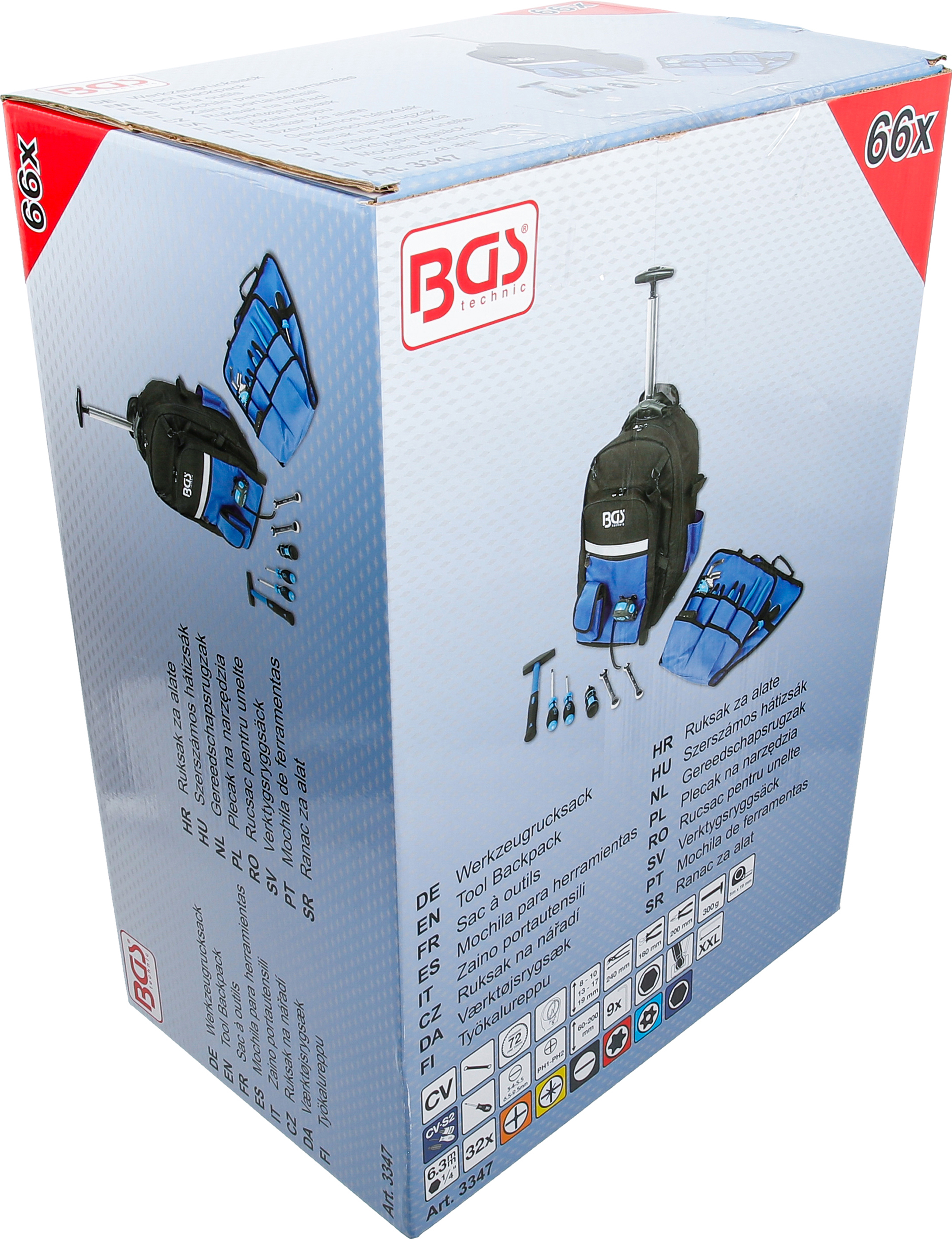 BGS Werkzeugrucksack | mit Teleskopgriff, fahrbar | 66-tlg.