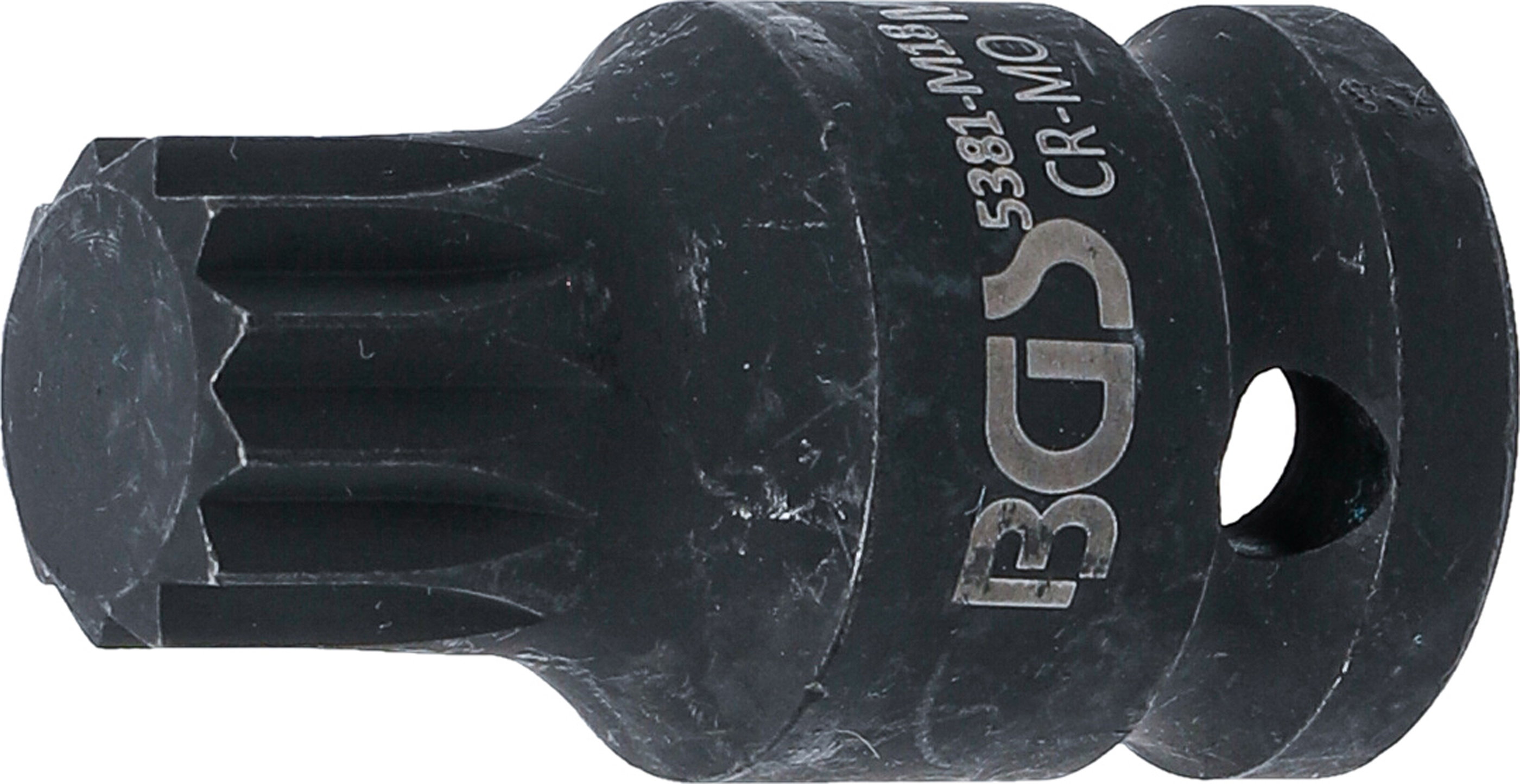 BGS Kraft-Bit-Einsatz | Länge 43 mm | Antrieb Innenvierkant 12,5 mm (1/2") | Innenvielzahn (für XZN) M18