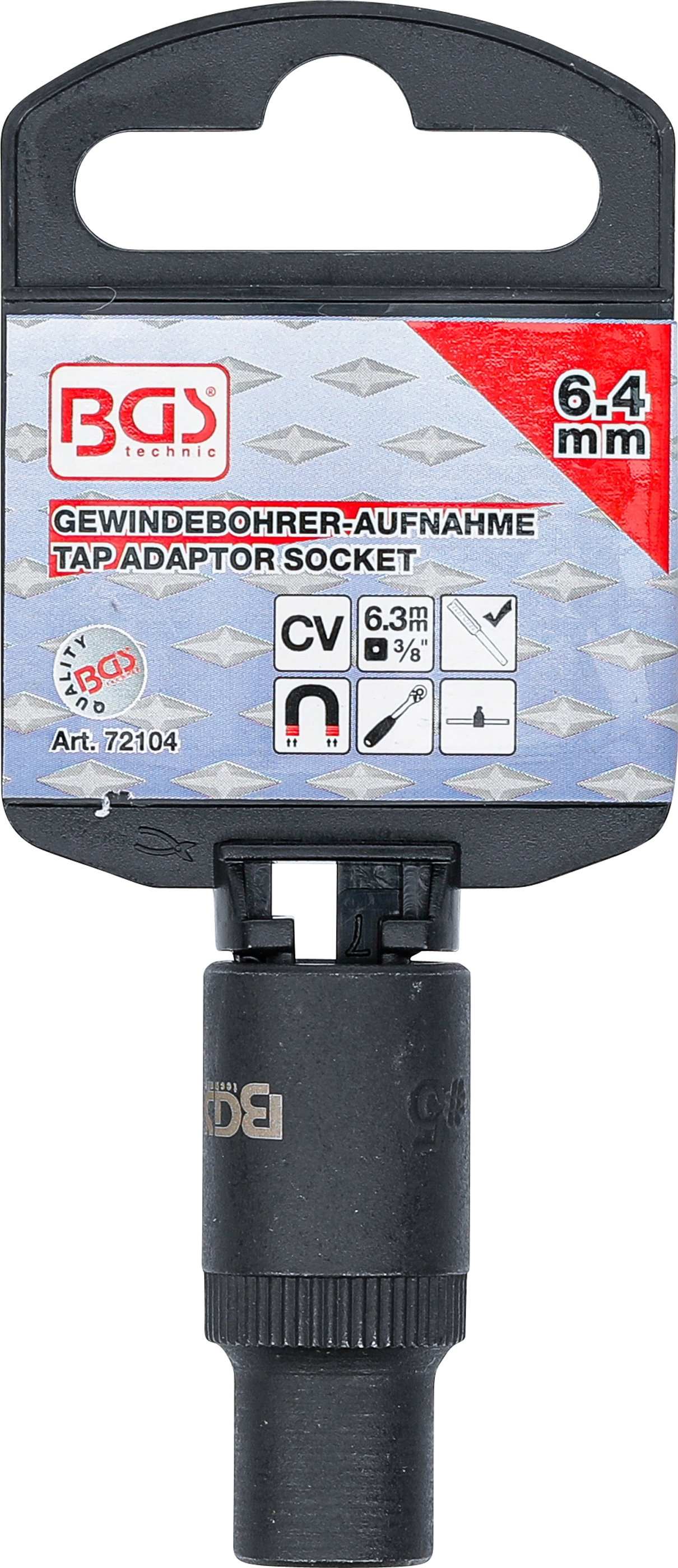 BGS Gewindebohrer-Aufnahme-Steckschlüssel-Einsatz | 10 mm (3/8") | 6,4 mm