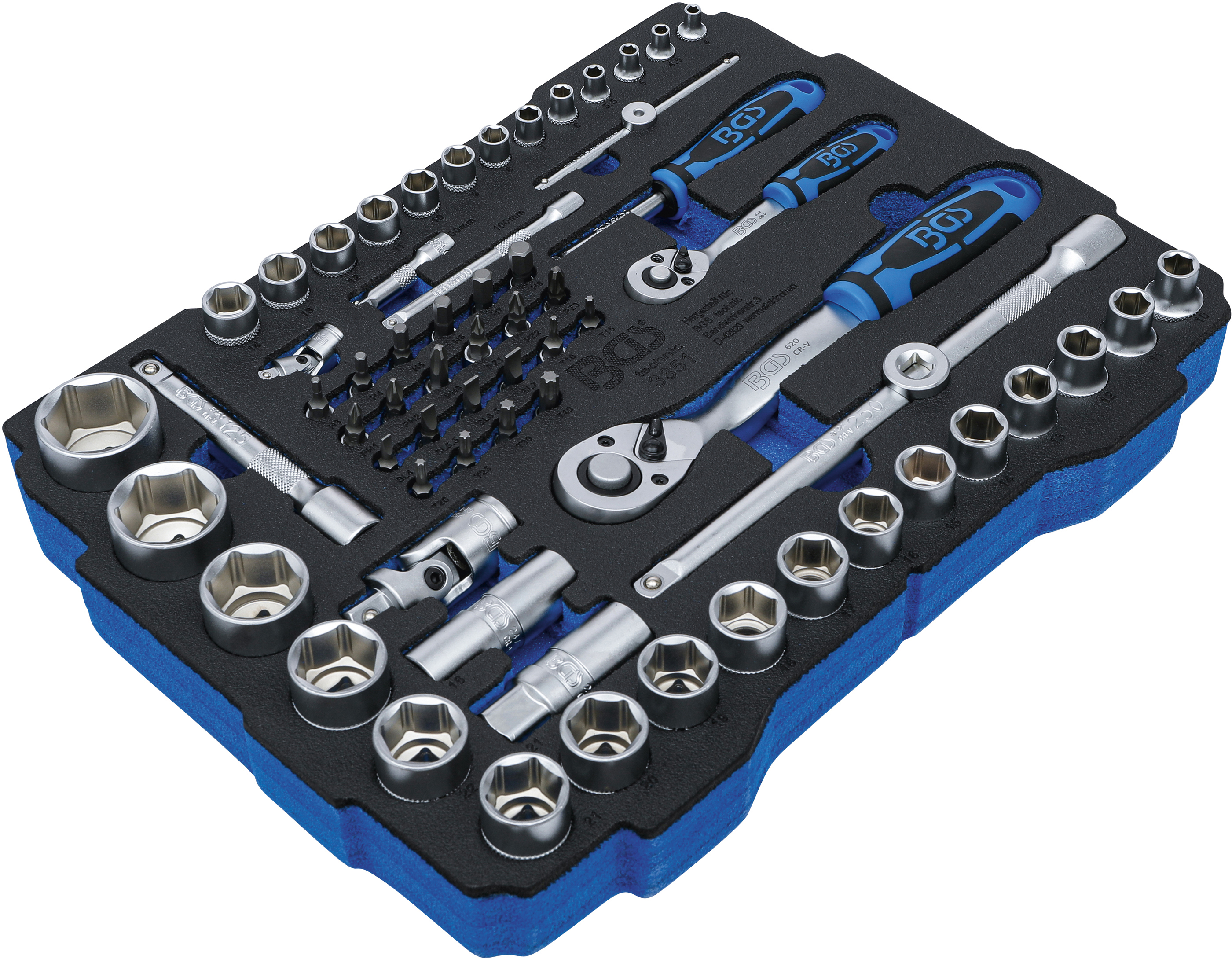 BGS Schaumeinlage für Art. BOXSYS1 & 2: Steckschlüssel-Satz | 6,3 mm (1/4") / 12,5 mm (1/2") | BGS systainer® | 65-tlg.