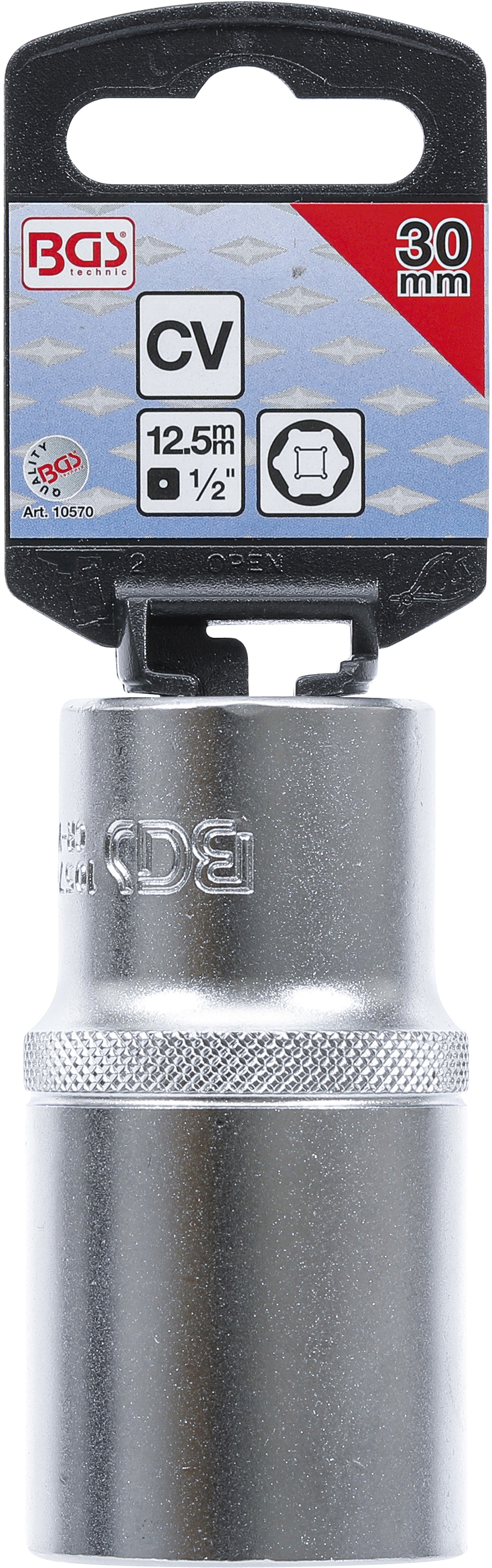 BGS Steckschlüssel-Einsatz Sechskant, tief | Antrieb Innenvierkant 12,5 mm (1/2") | SW 30 mm