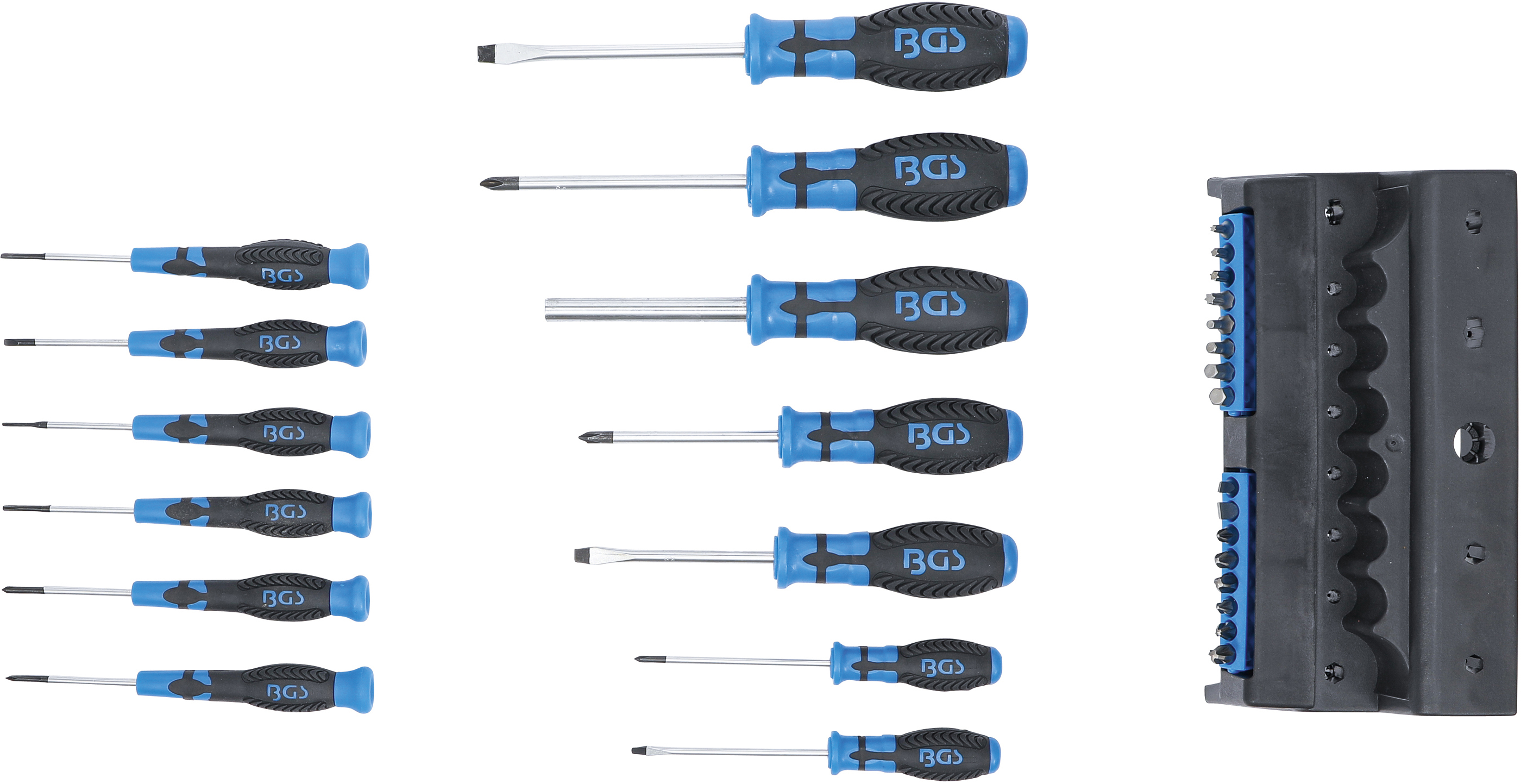 BGS Schraubendreher-Satz | mit Bit-Sortiment | im Kunststoffständer | 29-tlg.