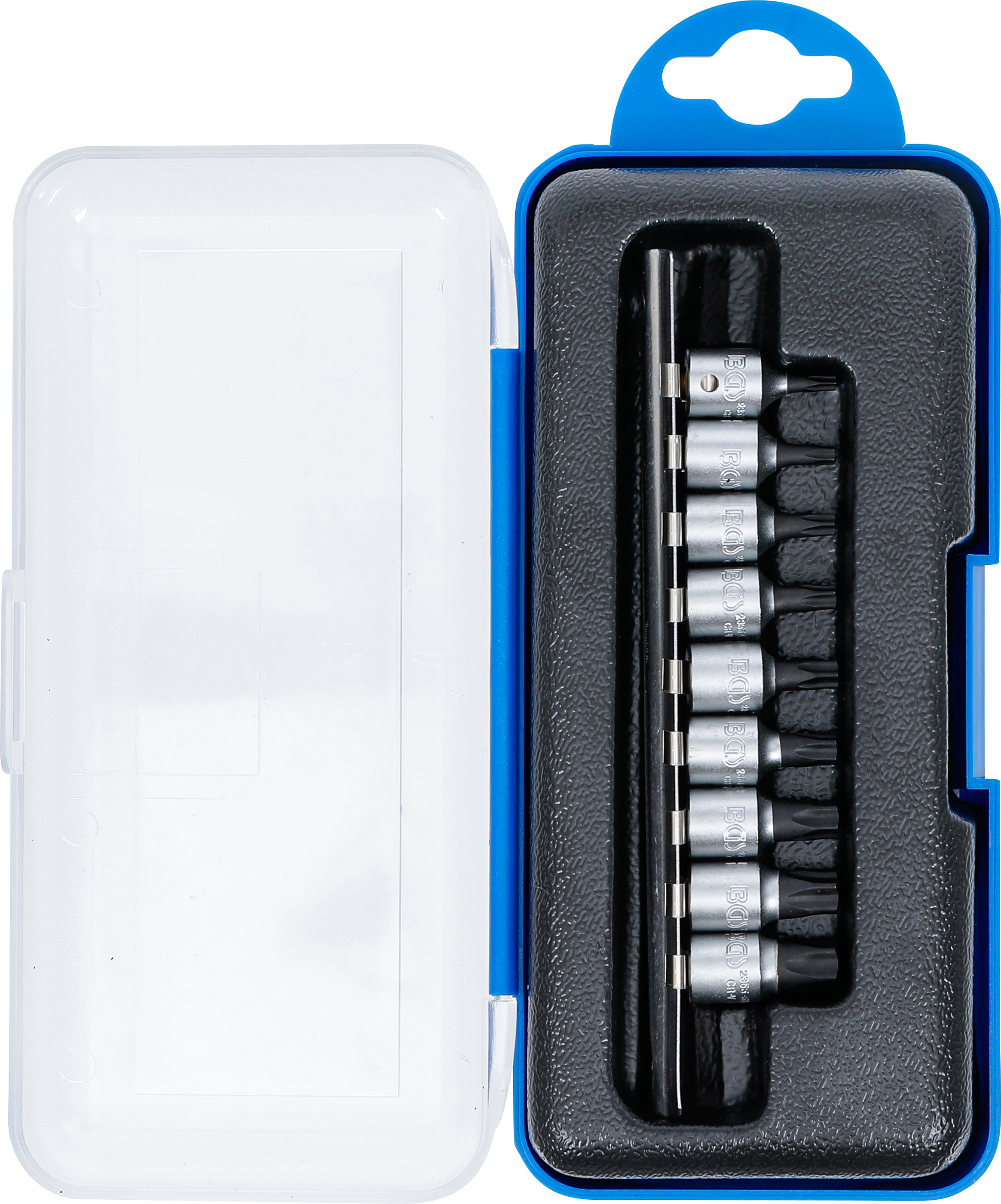 BGS Bit-Einsatz-Satz | Antrieb Innenvierkant 6,3 mm (1/4") | TS-Profil (für Torx Plus) mit Bohrung | 9-tlg.