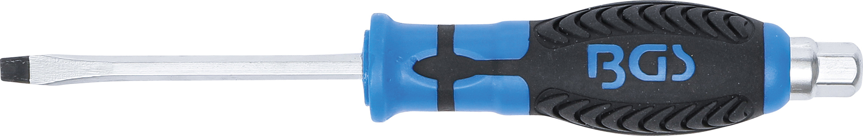 BGS Schraubendreher | mit Außensechskant | Schlitz 5 mm | Klingenlänge 75 mm