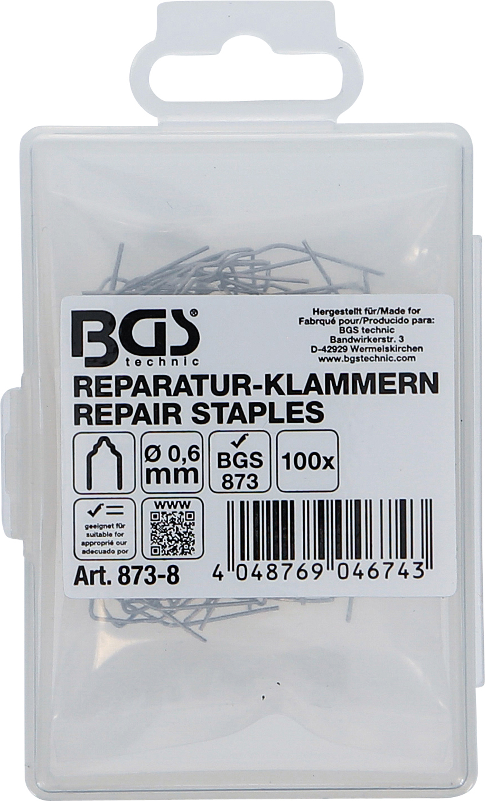 BGS Reparatur-Klammern | V-Form | Ø 0,6 mm | 100-tlg.