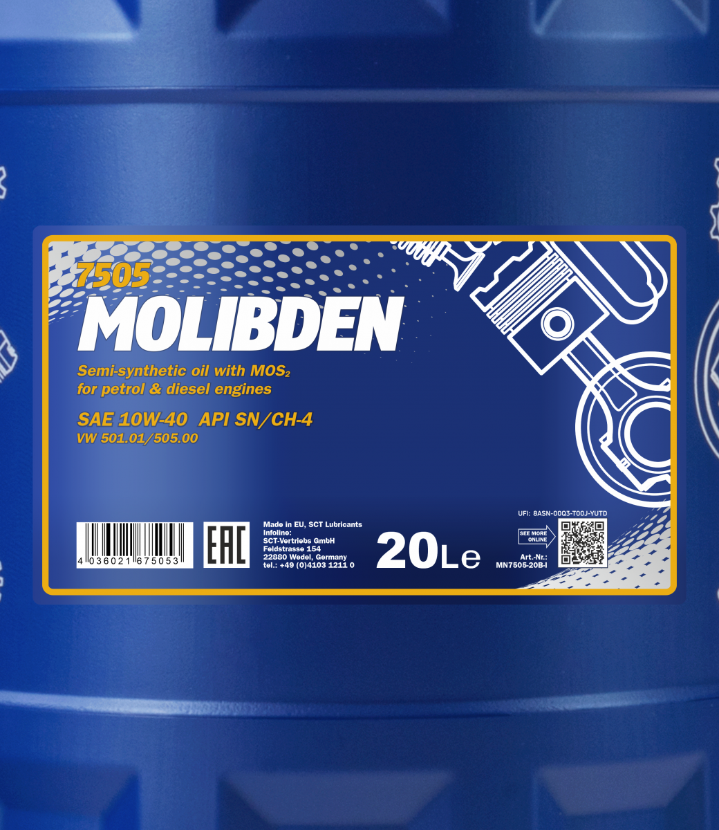 10W-40 Mannol 7505 Molibden Motoröl 20 Liter