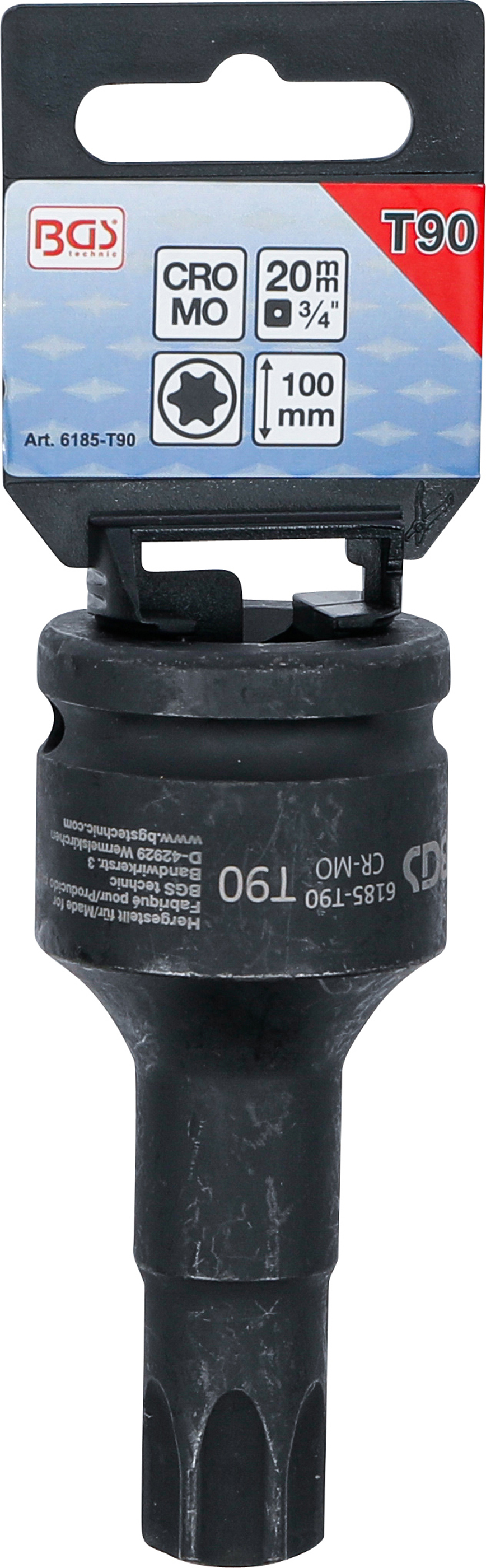 BGS Kraft-Bit-Einsatz | Länge 100 mm | Antrieb Innenvierkant 20 mm (3/4") | T-Profil (für Torx) T90