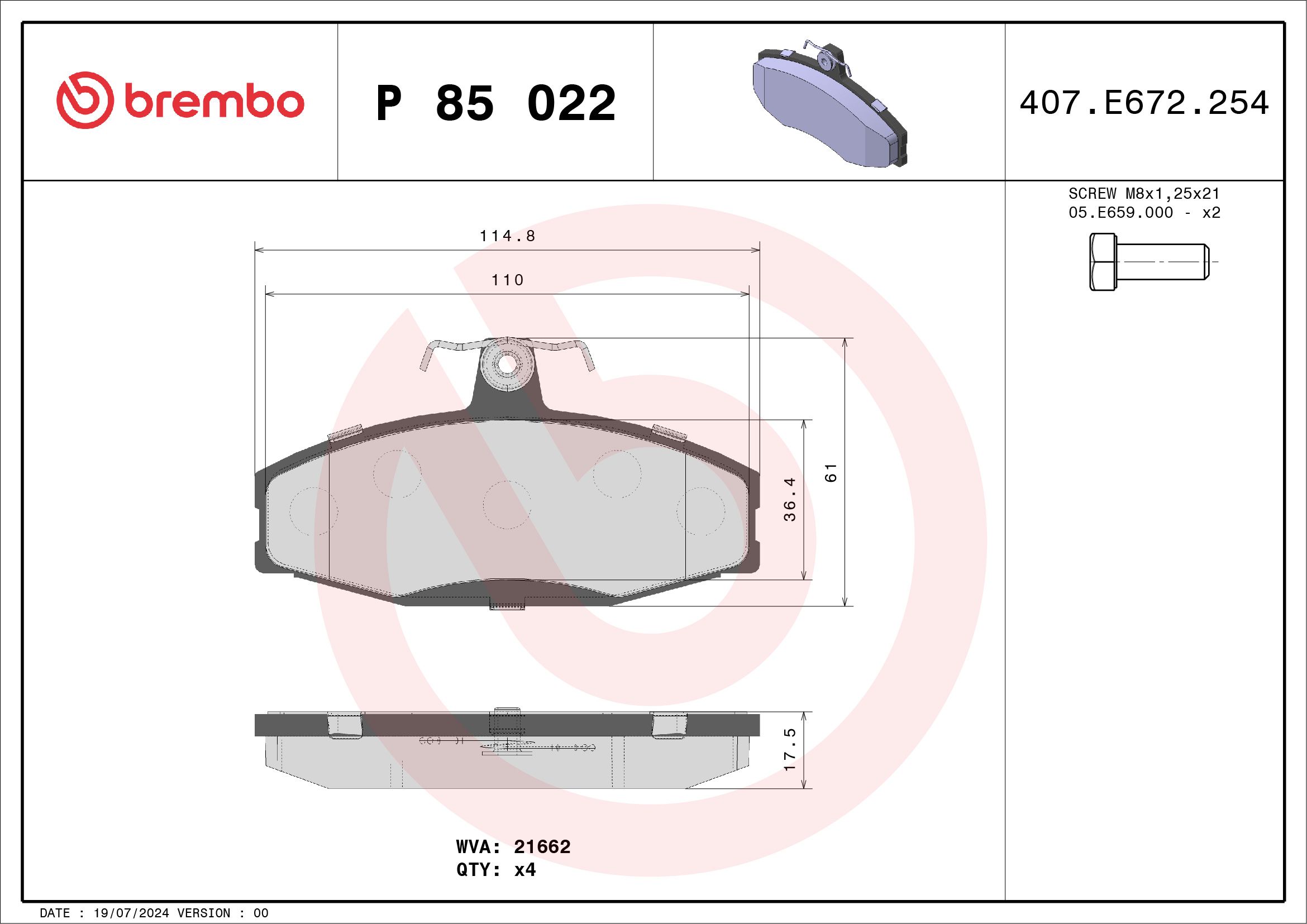 Bremsbelagsatz, Scheibenbremse