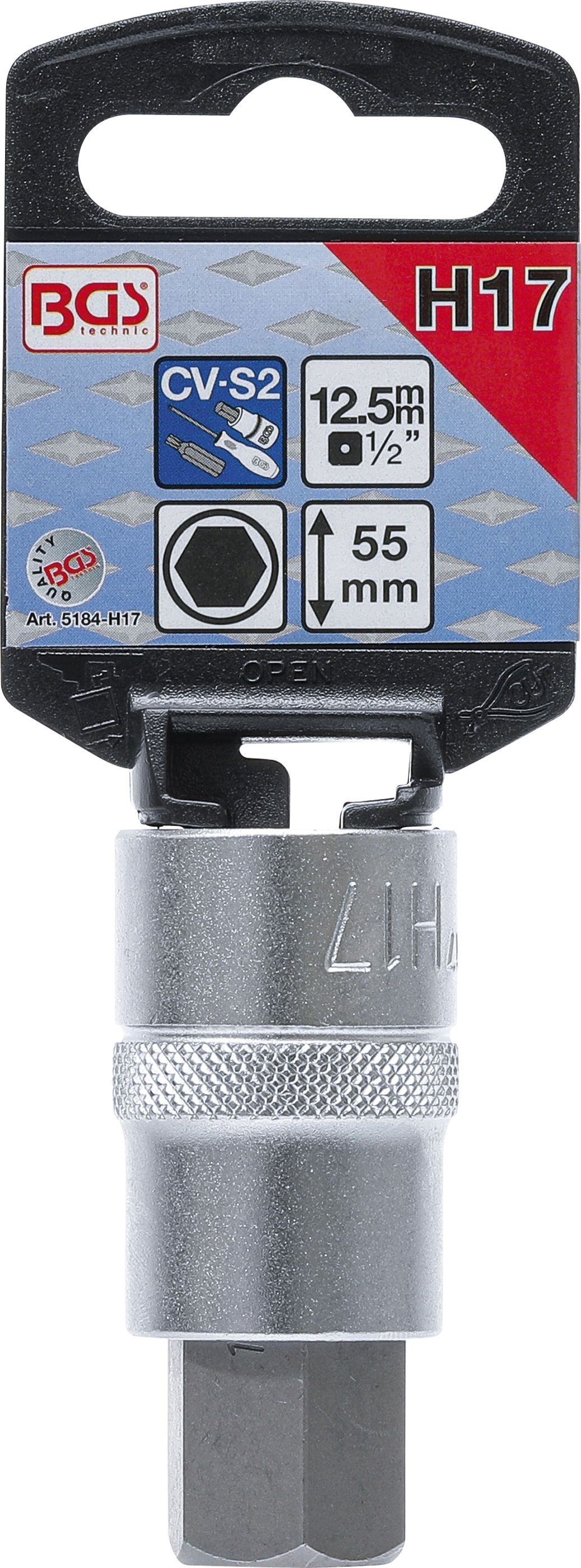 BGS Bit-Einsatz | Antrieb Innenvierkant 12,5 mm (1/2") | Innensechskant 17 mm