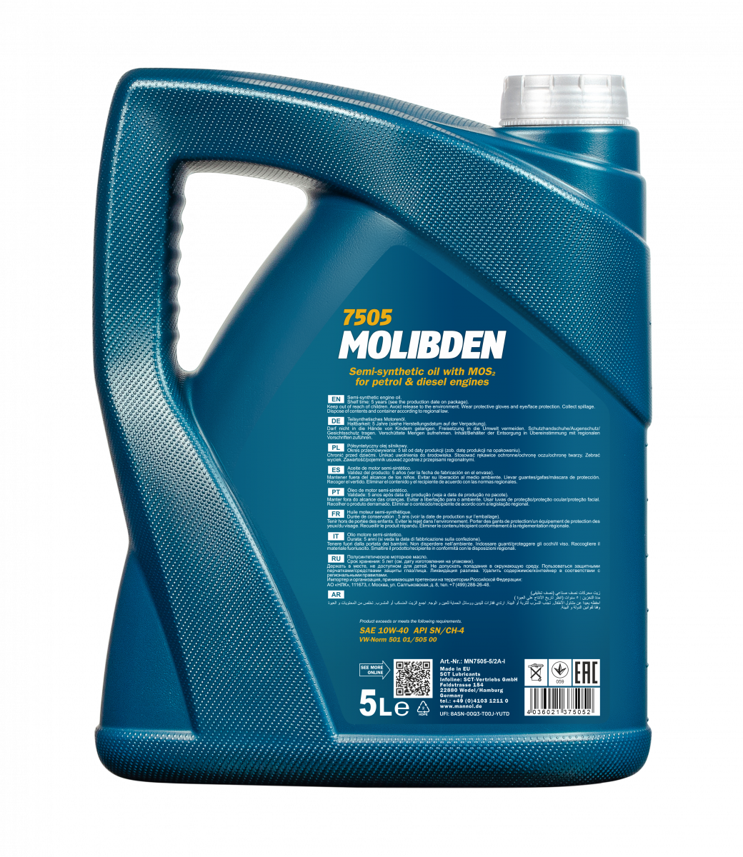 10W-40 Mannol 7505 Molibden Motoröl 5 Liter