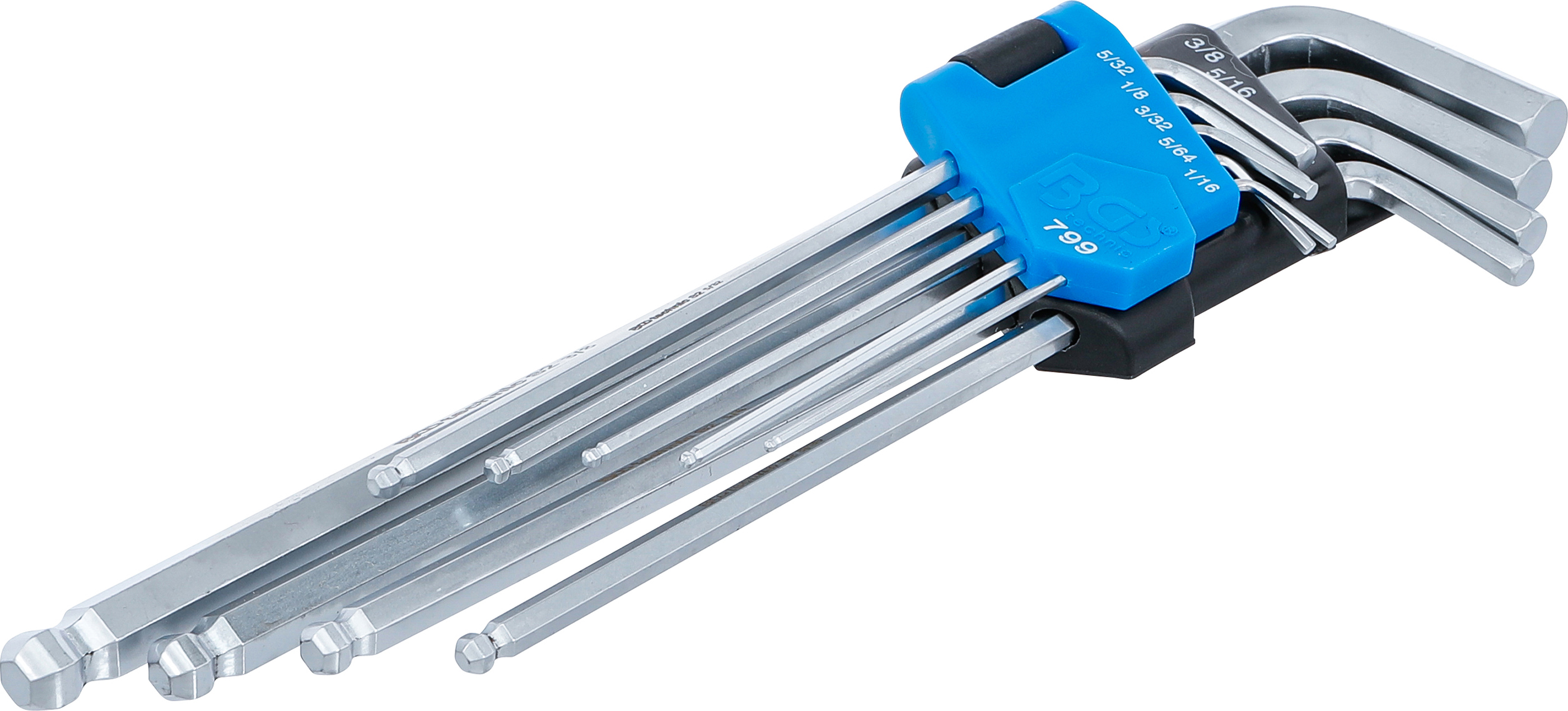 BGS Winkelschlüssel-Satz | Zollgrößen | Innensechskant / Innensechskant mit Kugelkopf 1/16" - 3/8" | 9-tlg.