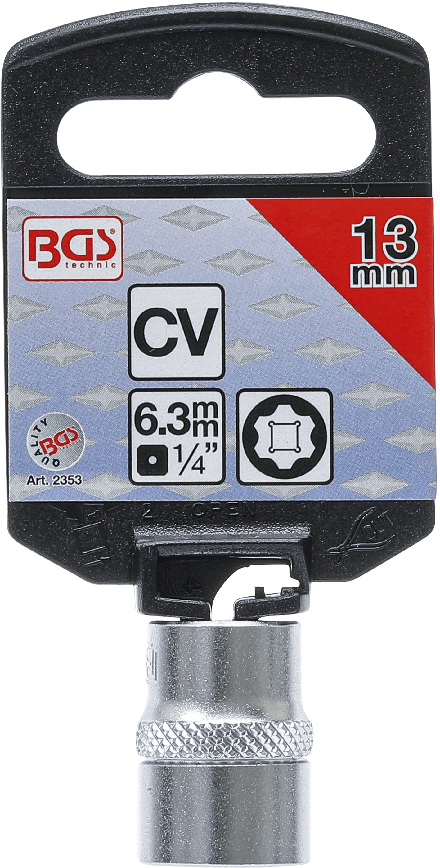 BGS Steckschlüssel-Einsatz Super Lock | Antrieb Innenvierkant 6,3 mm (1/4") | SW 13 mm