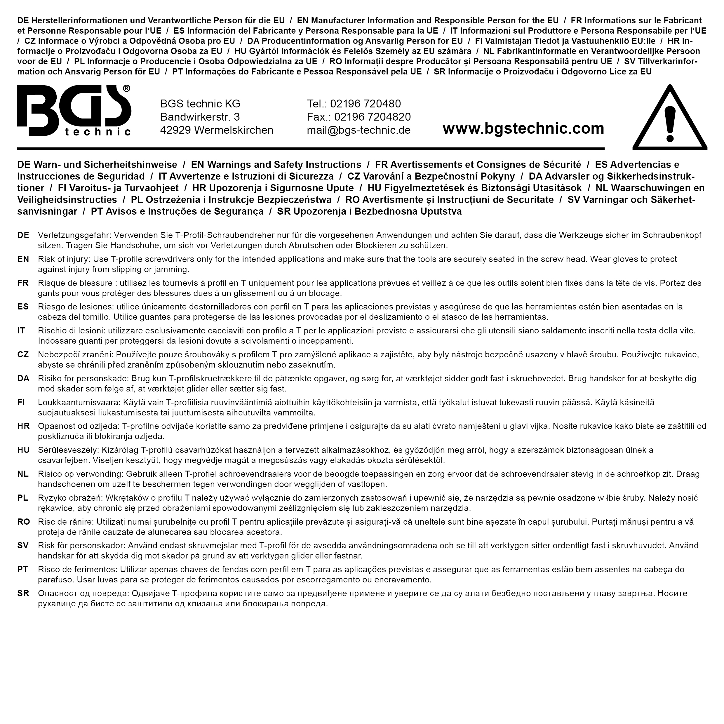 BGS Schraubendreher | T-Profil (für Torx) T9 | Klingenlänge 60 mm