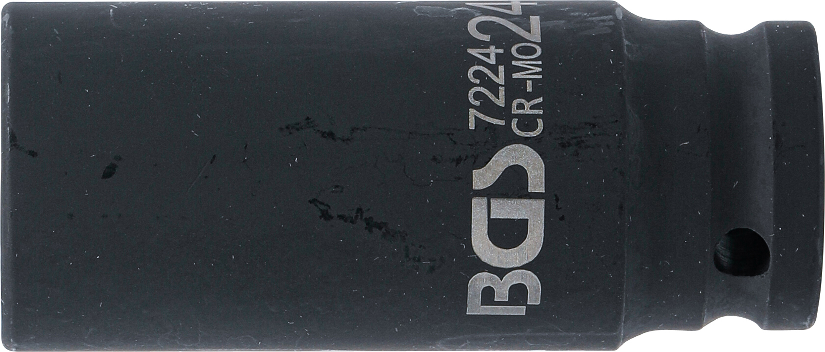 BGS Kraft-Steckschlüssel-Einsatz Sechskant, tief | Antrieb Innenvierkant 12,5 mm (1/2") | SW 24 mm