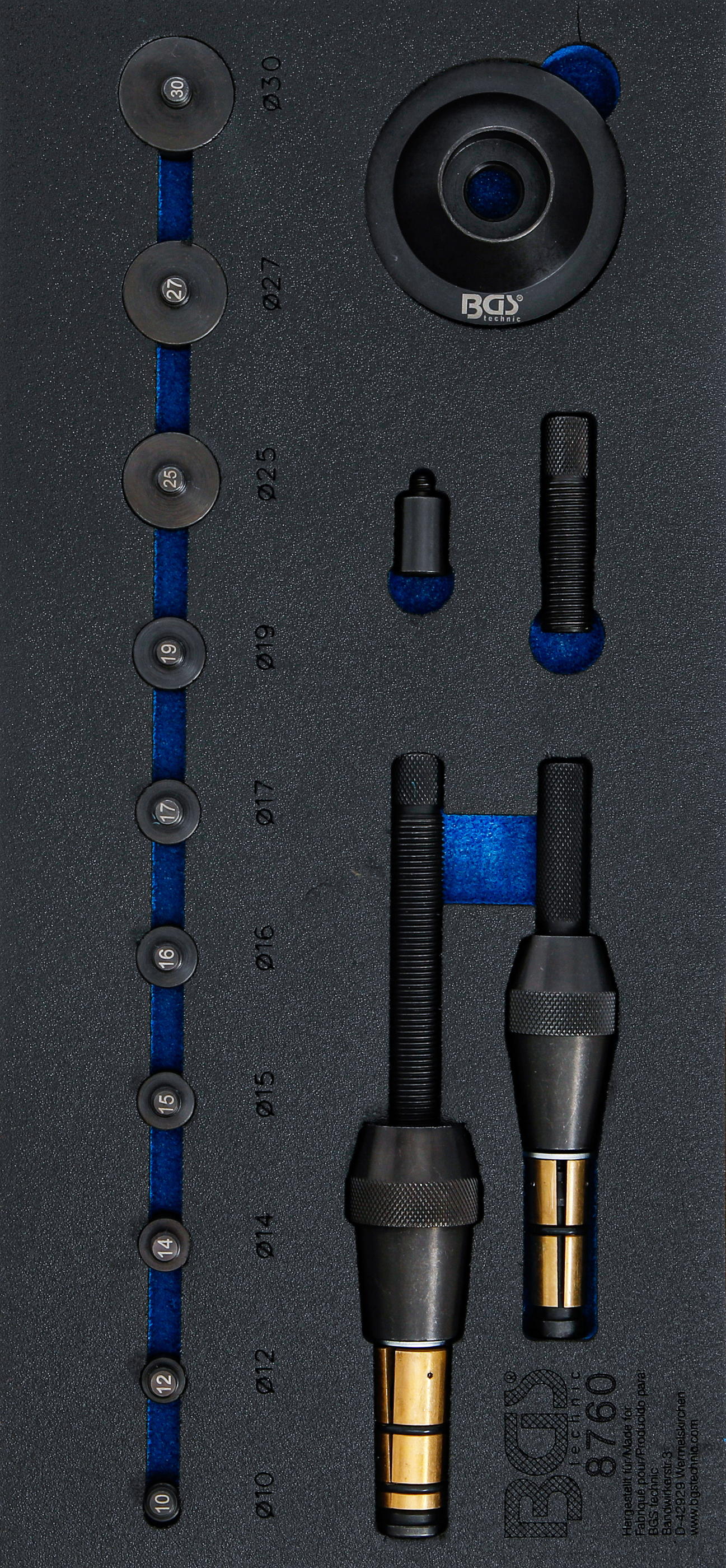 BGS Werkstattwageneinlage 1/3 | Kupplungs-Zentrierwerkzeug-Satz | 17 tlg.
