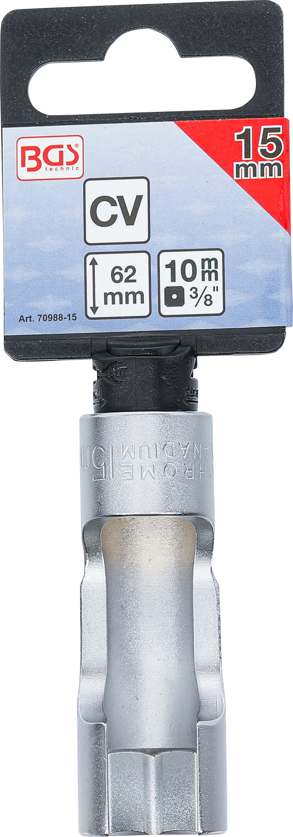 BGS Spezial-Steckschlüssel-Einsatz, geschlitzt | Antrieb Innenvierkant 10 mm (3/8") | SW 15 mm