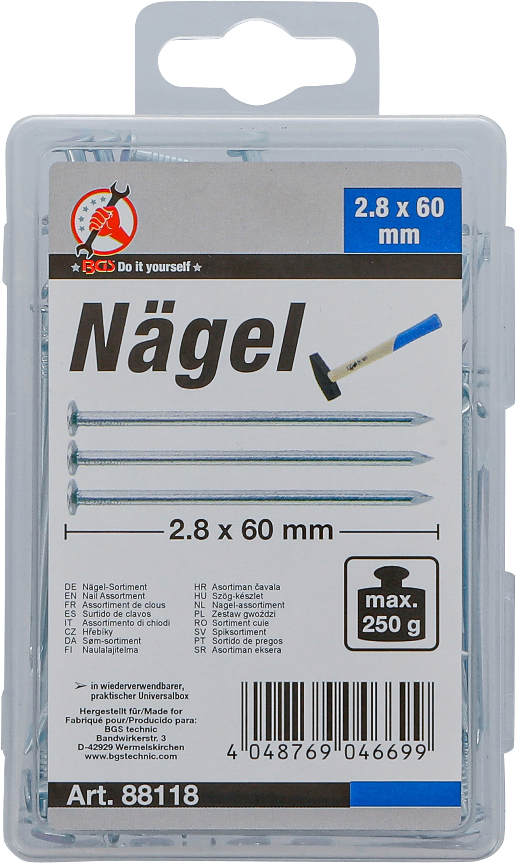 BGS Nägel-Sortiment | 250 g | 2,8 x 60 mm