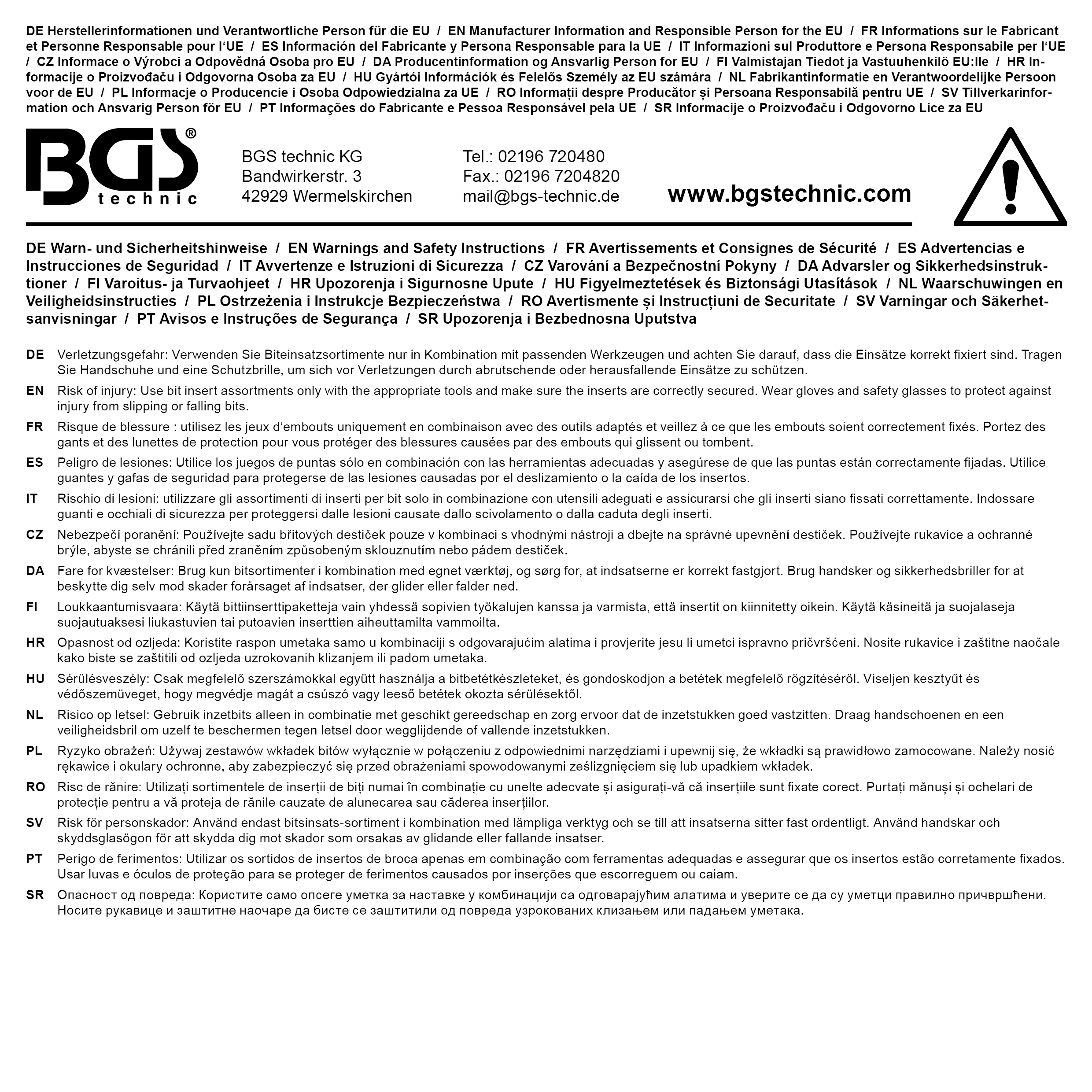 BGS Kraft-Bit-Einsatz-Satz | Antrieb Innenvierkant 12,5 mm (1/2") | 27-tlg.