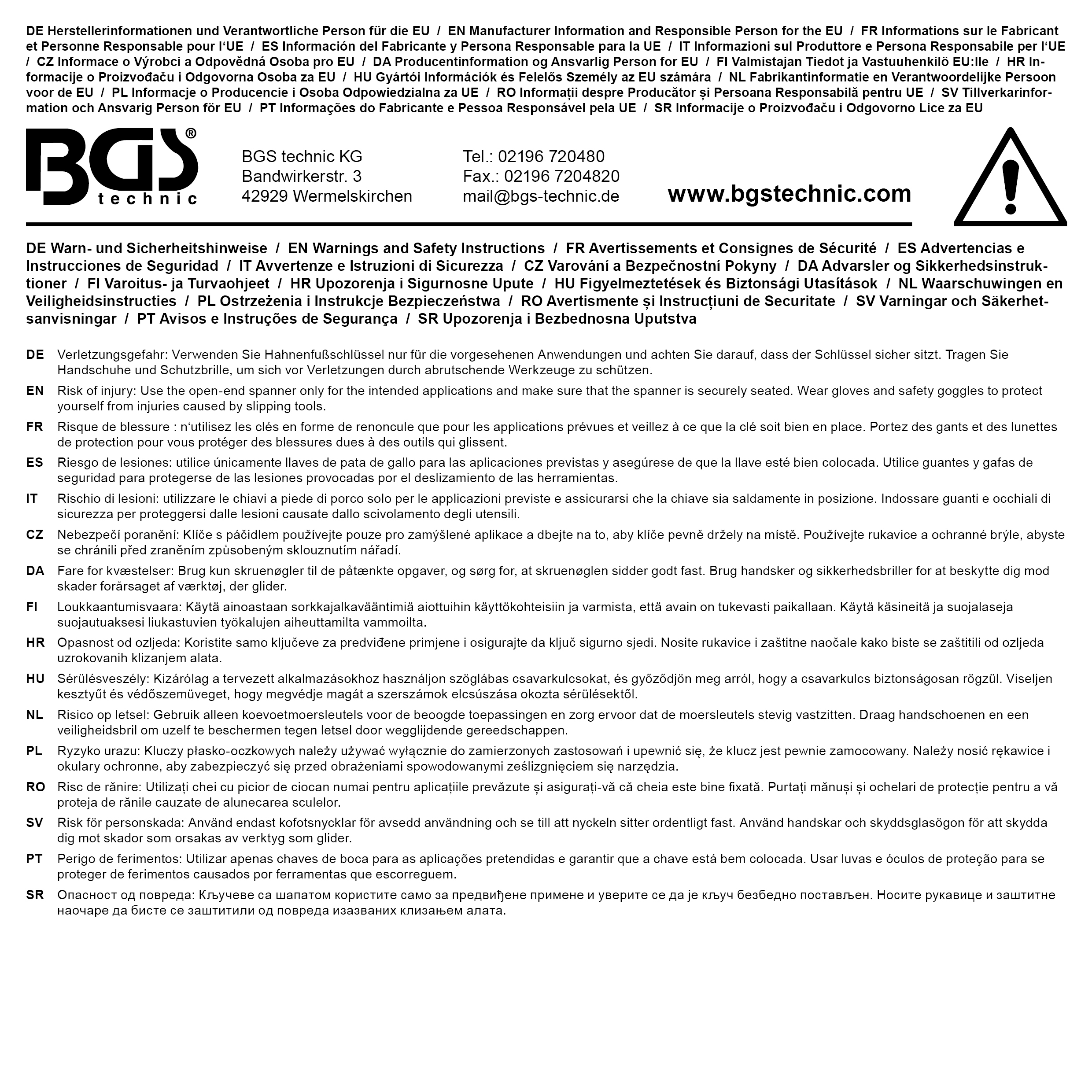 BGS Hahnenfußschlüssel | Antrieb Innenvierkant 20 mm (3/4") | SW 46 mm