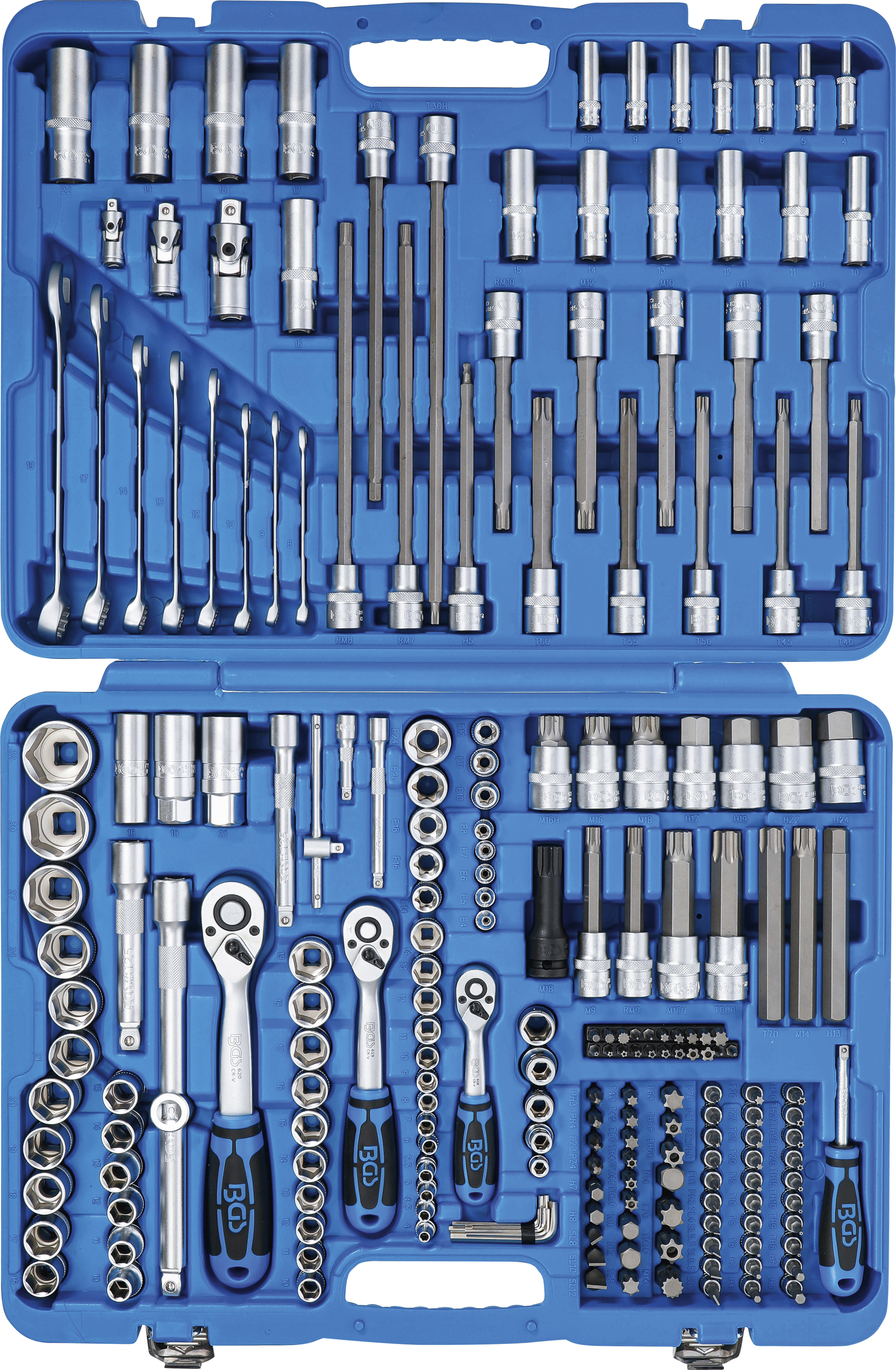 BGS Steckschlüssel-Satz Sechskant | Antrieb 6,3 mm (1/4") / 10 mm (3/8") / 12,5 mm (1/2") | 214-tlg.