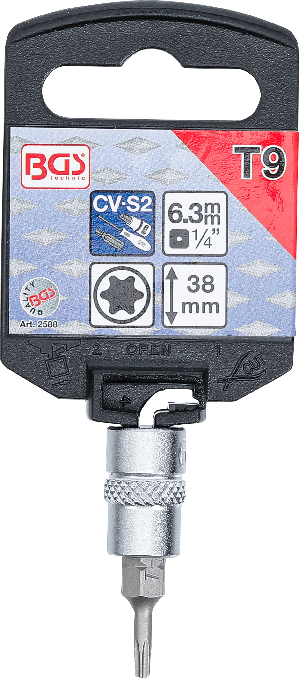 BGS Bit-Einsatz | Antrieb Innenvierkant 6,3 mm (1/4") | T-Profil (für Torx) T9