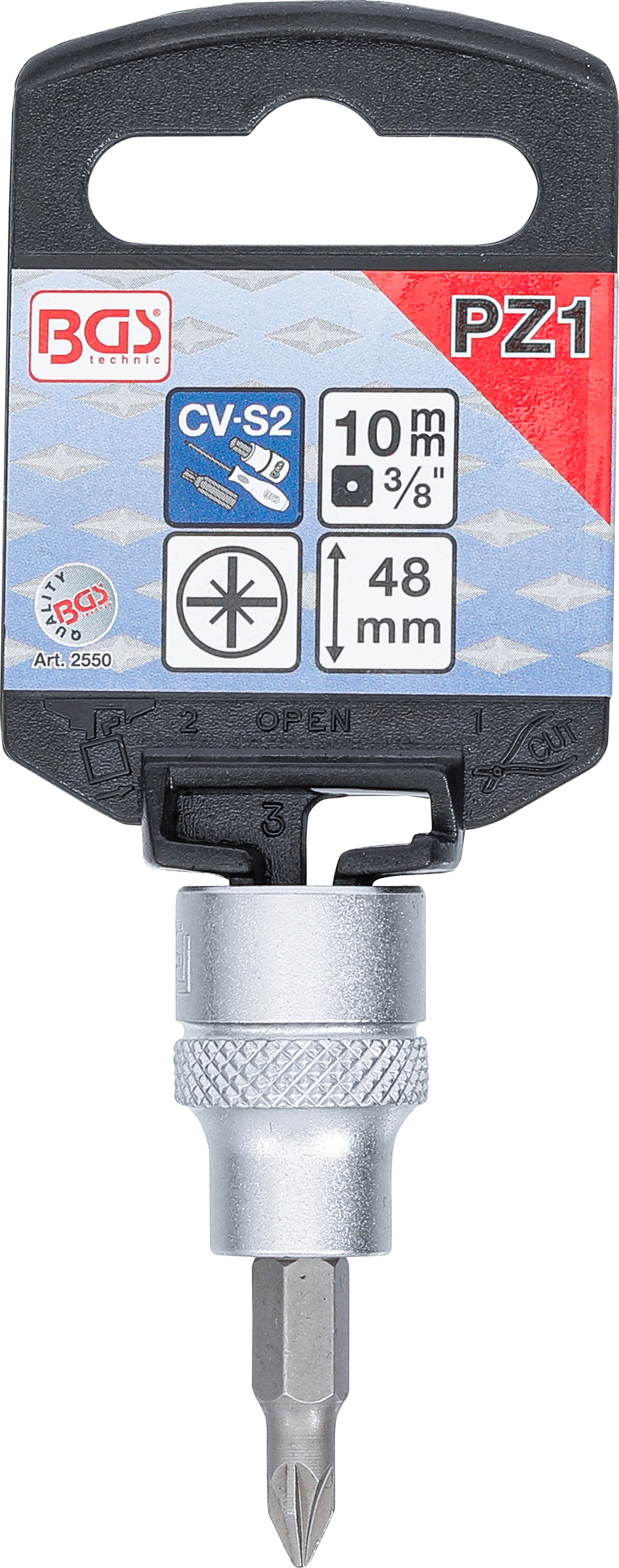 BGS Bit-Einsatz | Antrieb Innenvierkant 10 mm (3/8") | Kreuzschlitz PZ1